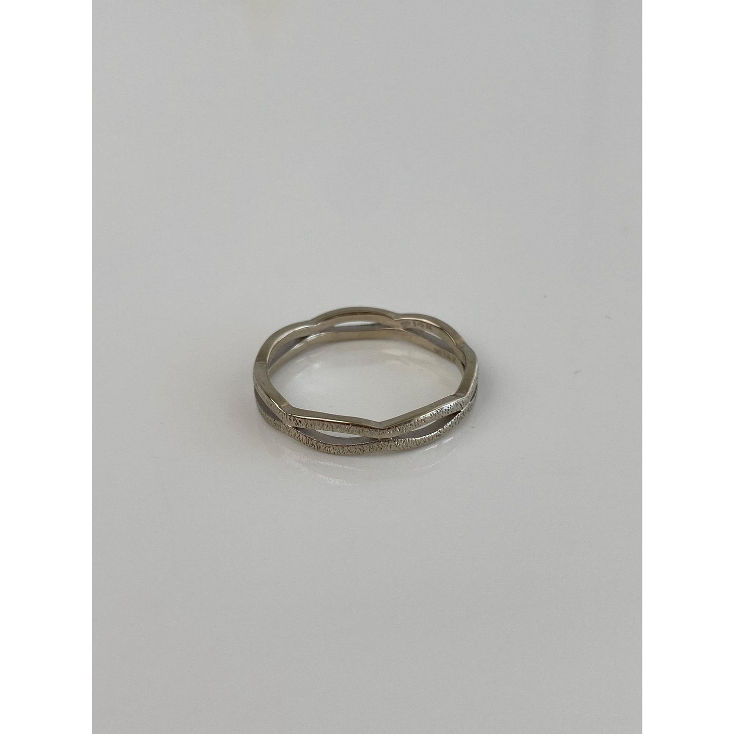 Vintage Solid 14k White Gold Twist Ring - Size 9.75