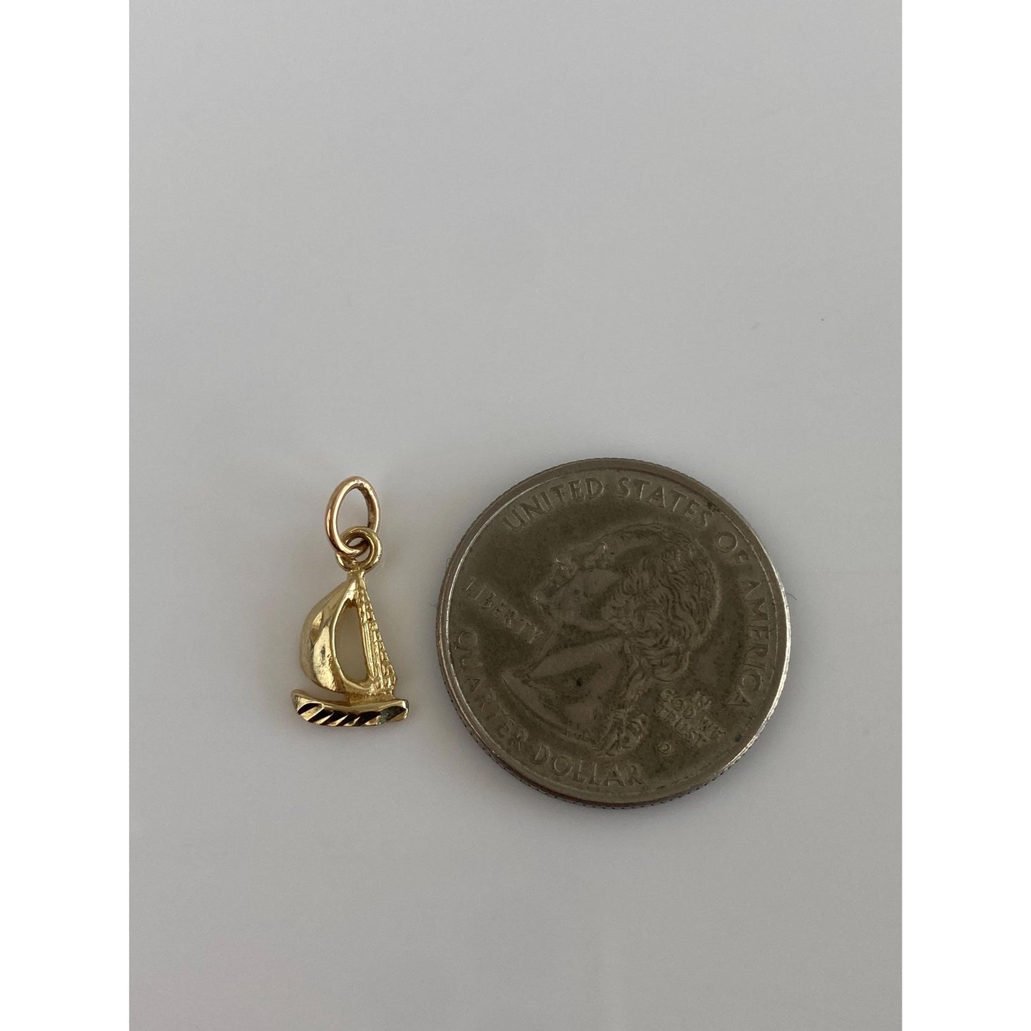 Solid 10k Yellow Gold Tiny Sailboat Charm