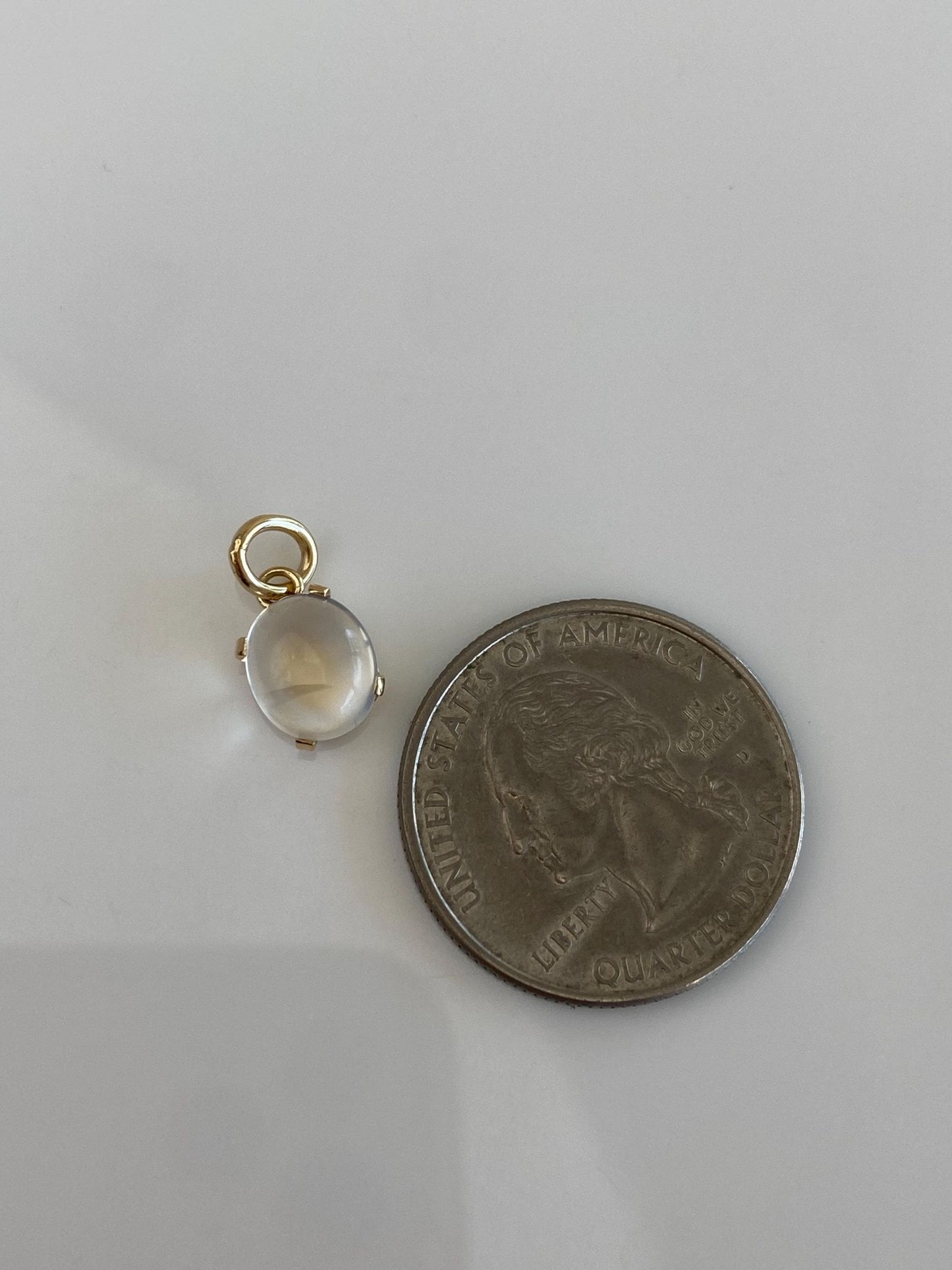 Vintage Solid 14k Yellow Gold Medium Moonstone Charm
