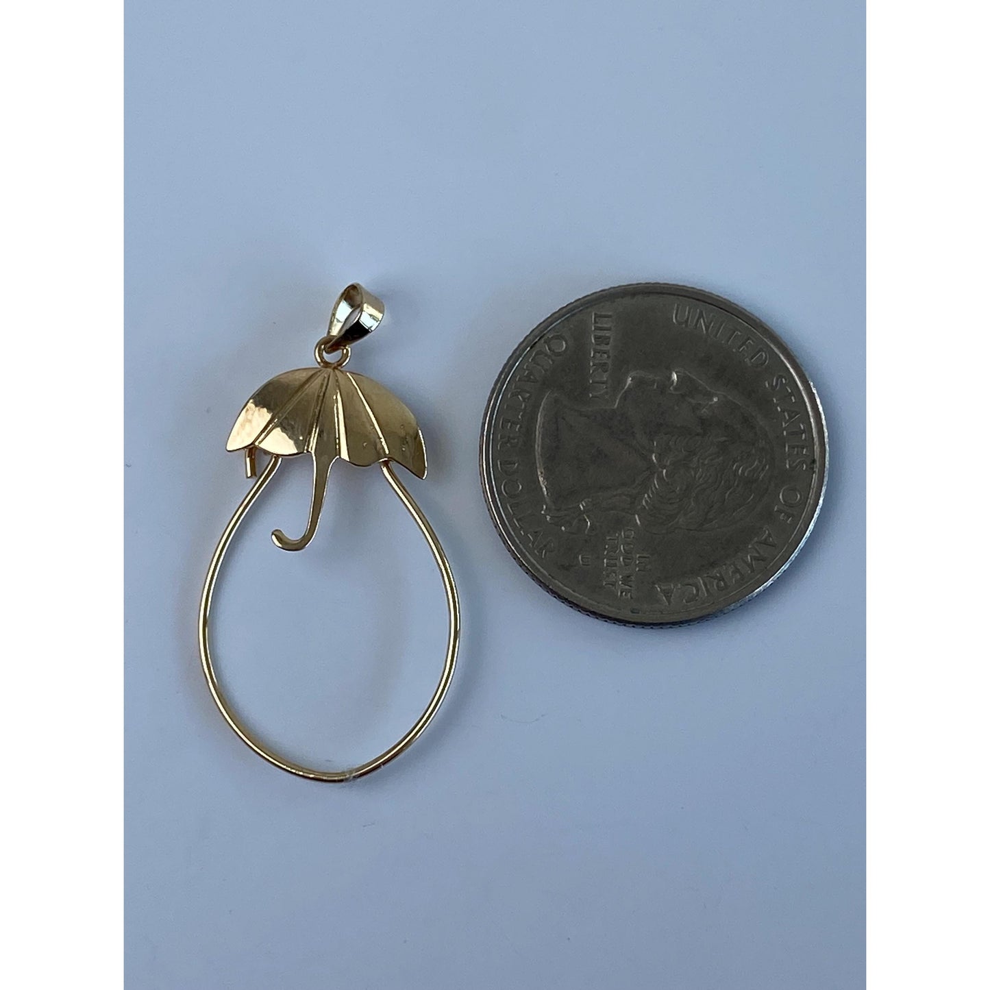 Vintage Solid 14k Yellow Gold Umbrella Charm Holder Charm