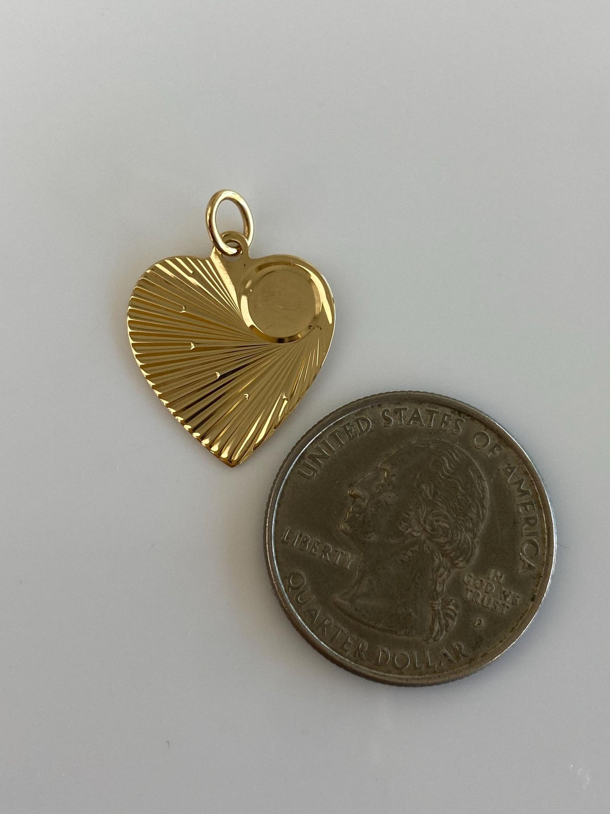 Vintage Solid 14k Yellow Gold Engine Turned Heart Charm