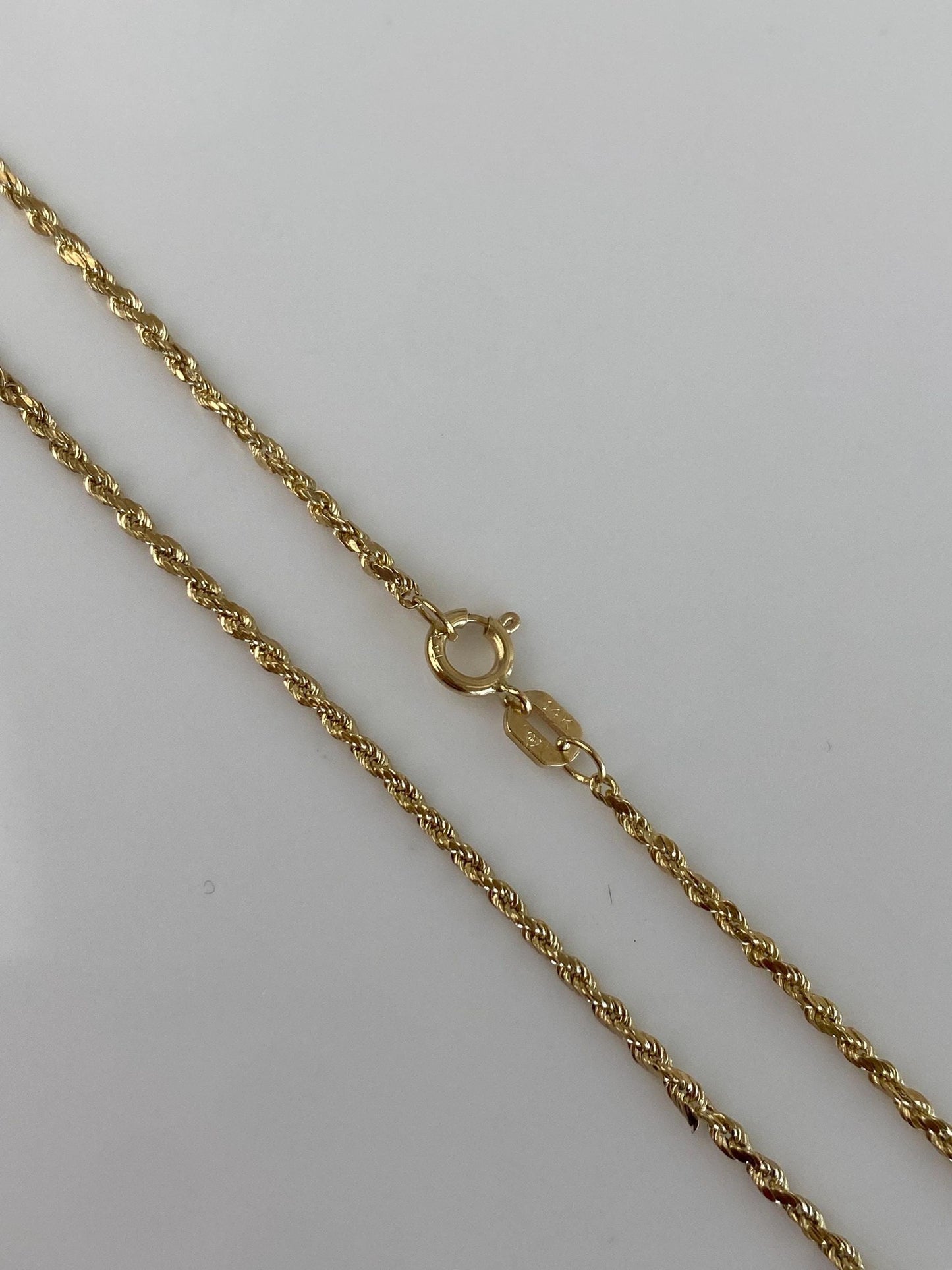 Vintage 14k Yellow Gold Slim Rope Chain Necklace - 24.75 inches