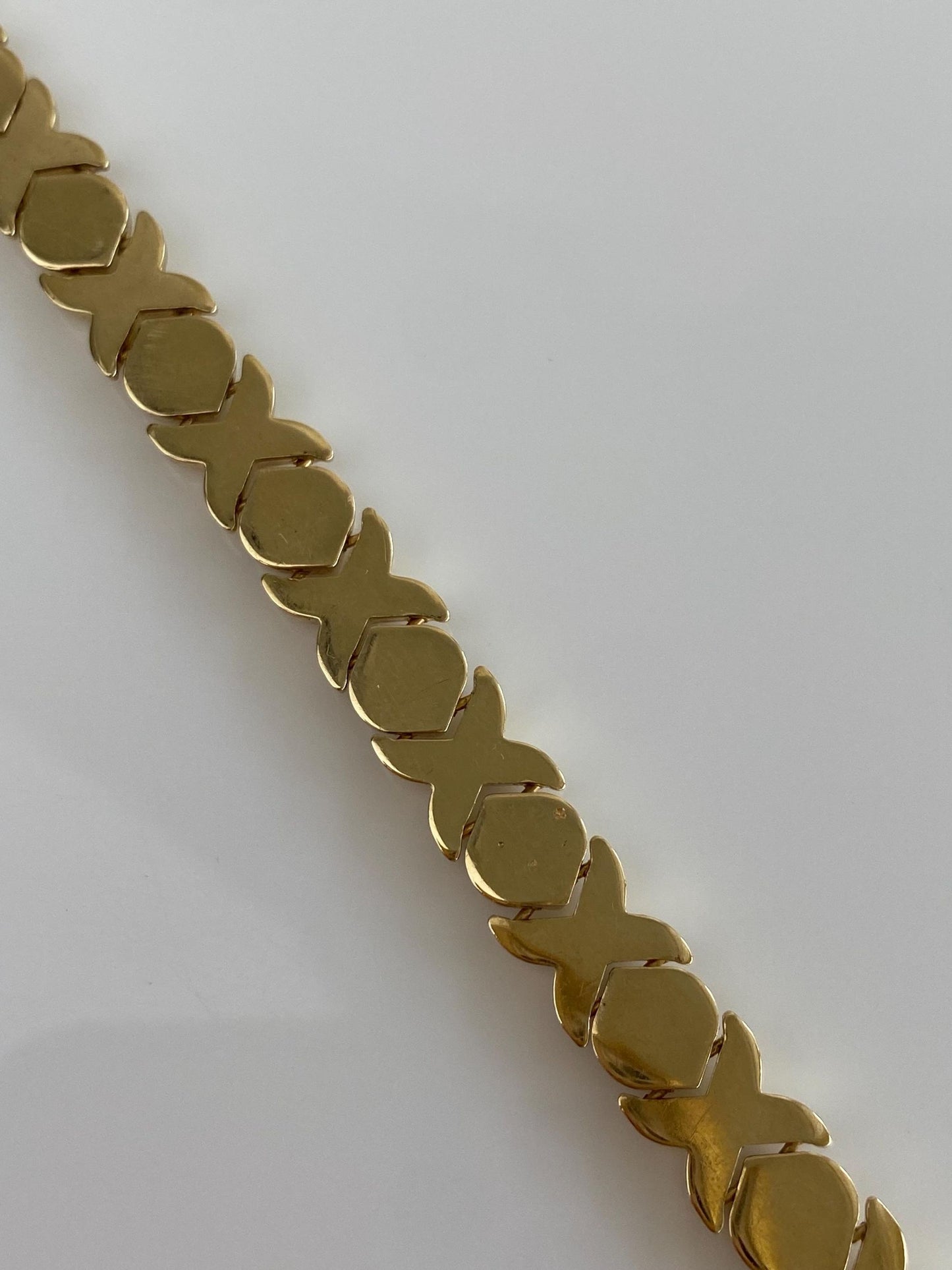Vintage 14k Yellow Gold X Link Bracelet - 7.25 inches