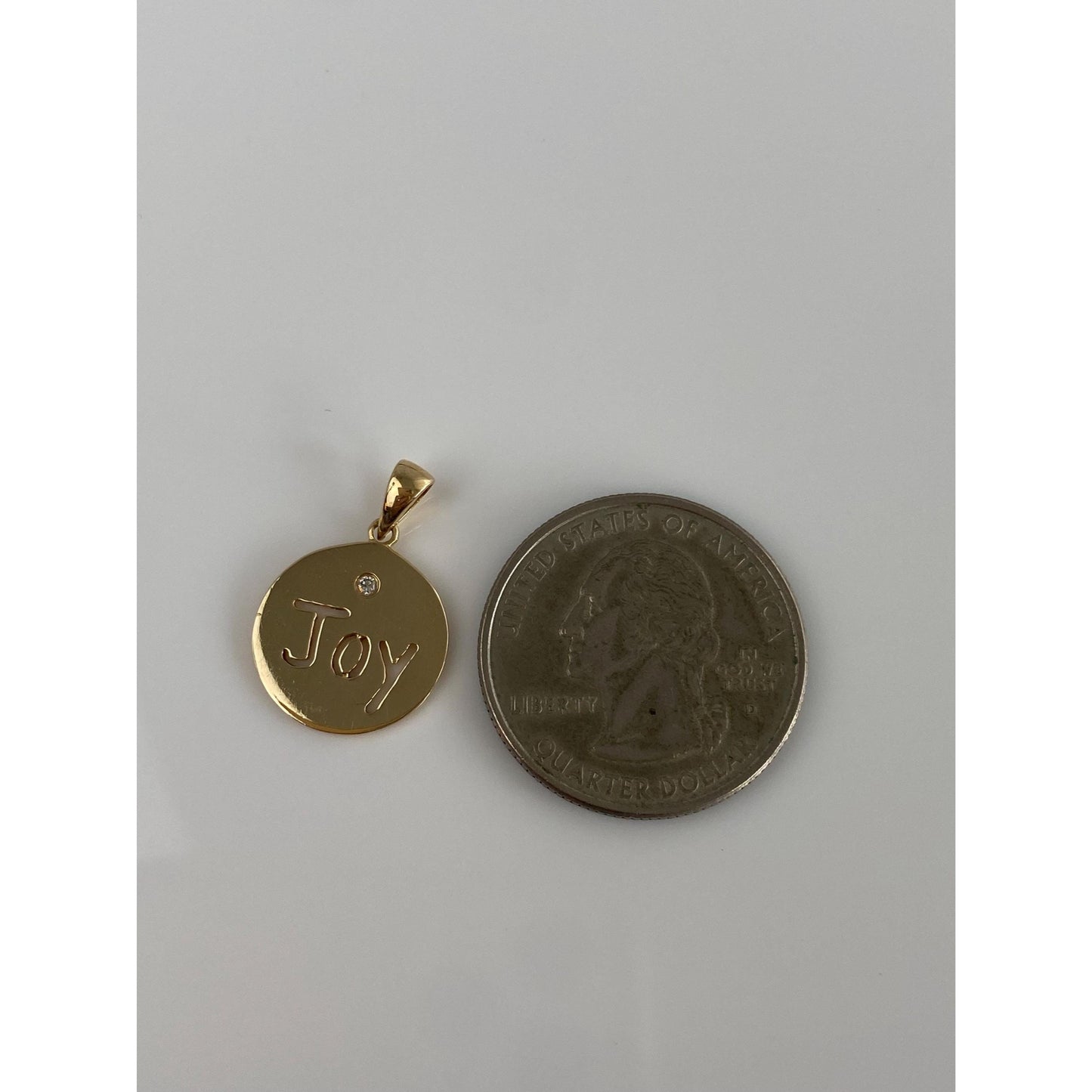 Solid 14k Yellow Gold Diamond Joy Charm