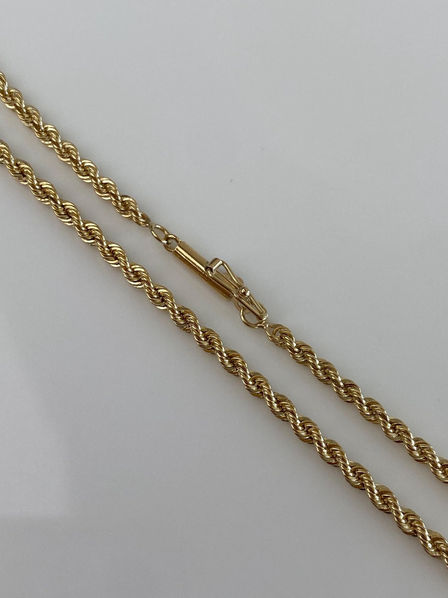 Vintage Solid 14k Yellow Gold Long Slim Rope Chain Necklace - 30 inches