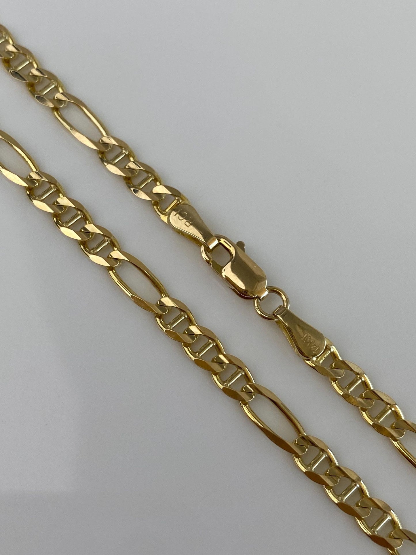 Vintage Solid 14k Yellow Gold Mariner Figaro Chain Necklace - 23.75 inches
