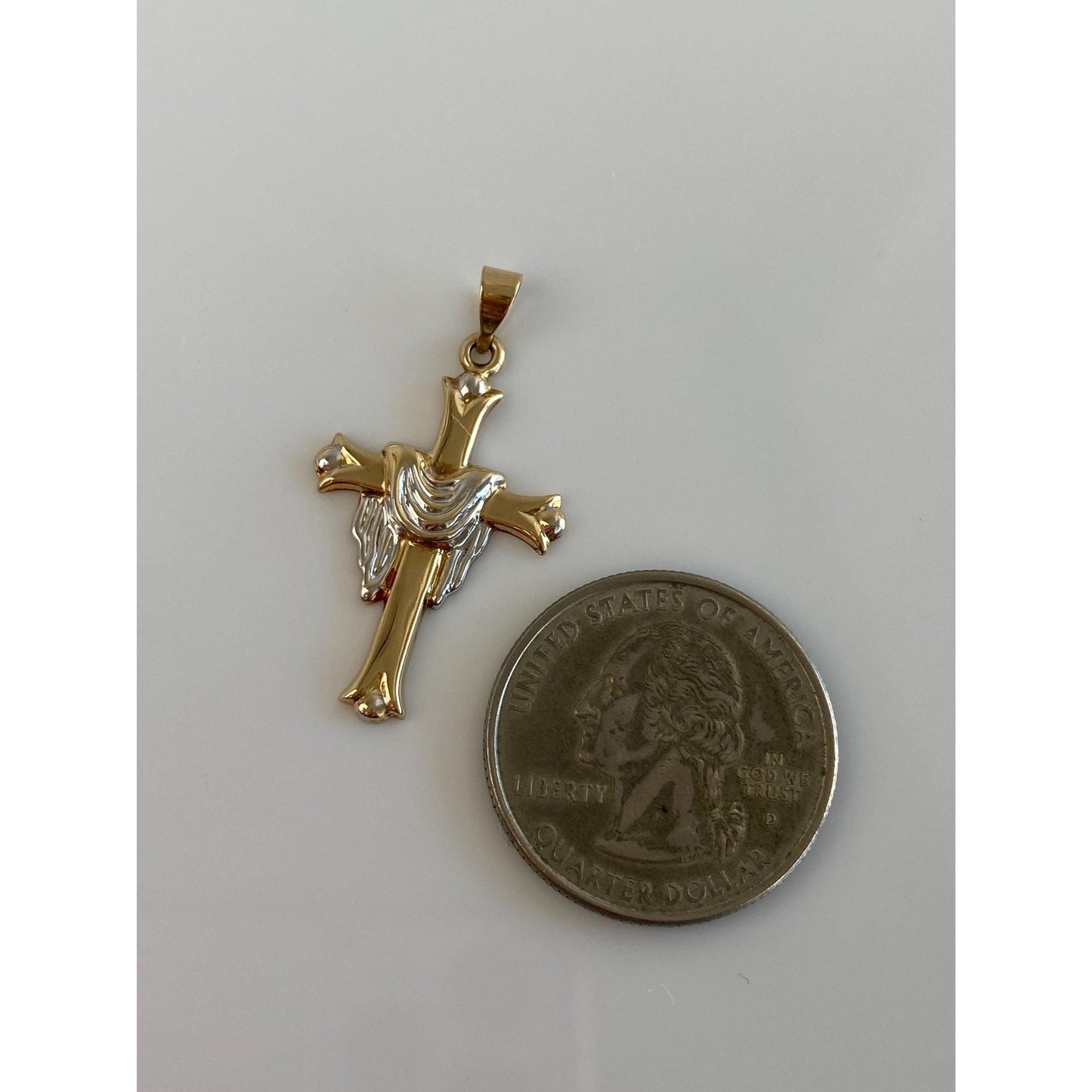 Vintage 14k White & Yellow Gold Cross Charm