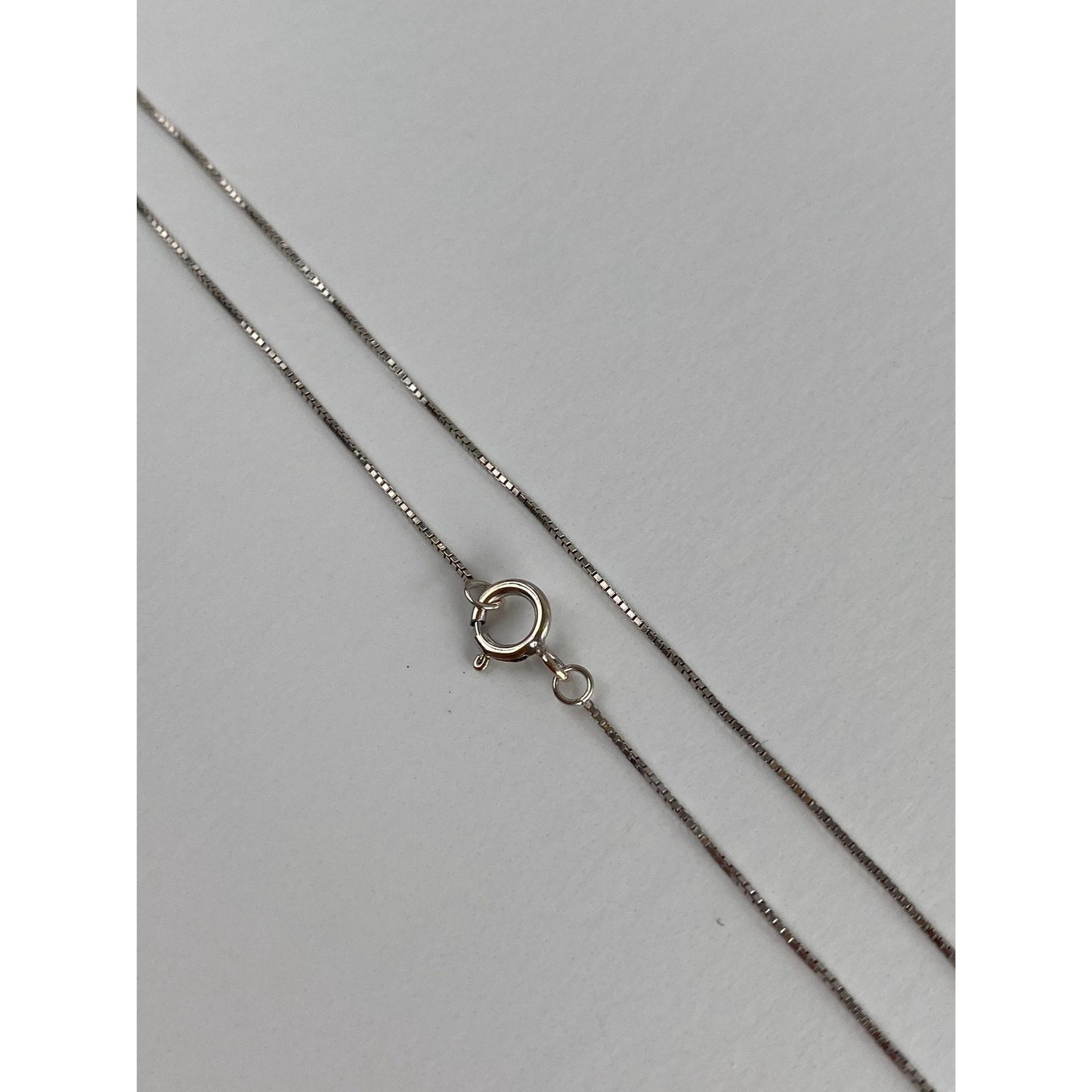 Vintage Solid 14k White Gold Dainty Box Chain Necklace - 18 inches