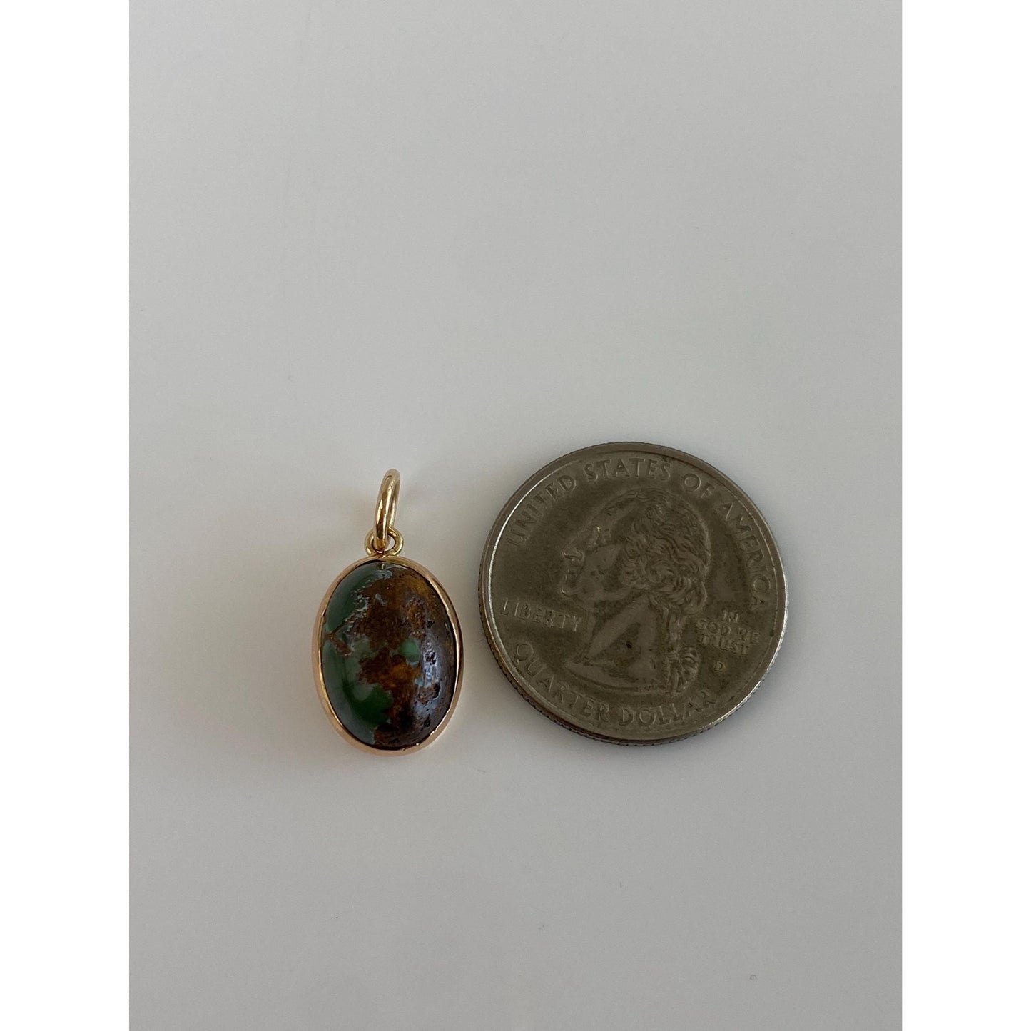 Vintage Solid 14k Yellow Gold Turquoise Stick Pin Conversion Charm