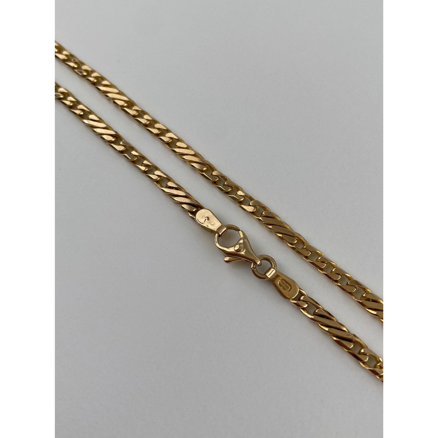 Vintage Solid 14k Yellow Gold Fancy Link Curb Chain Necklace - 28 inches