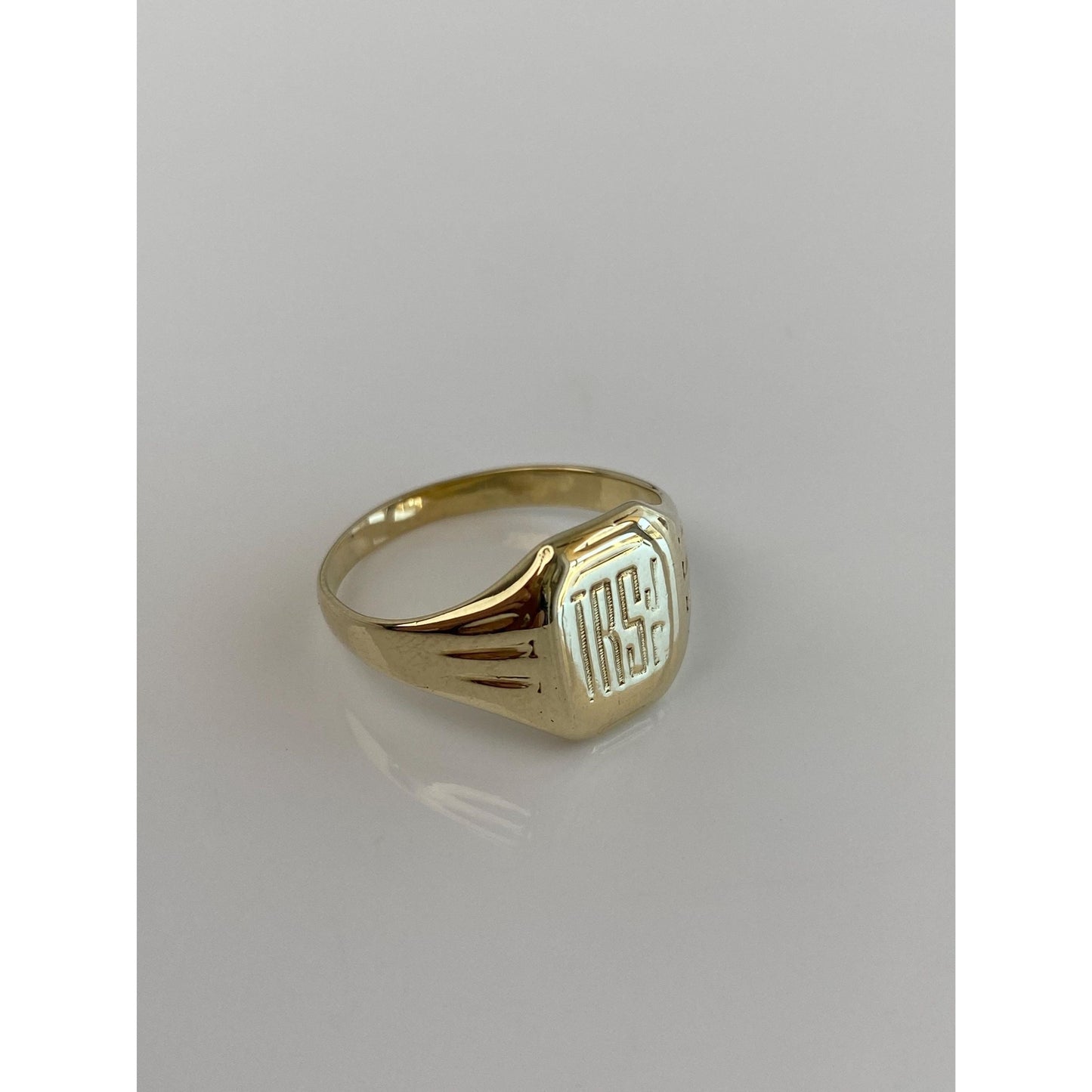 Vintage Solid 14k Yellow Gold Monogram Signet Ring - Size 8