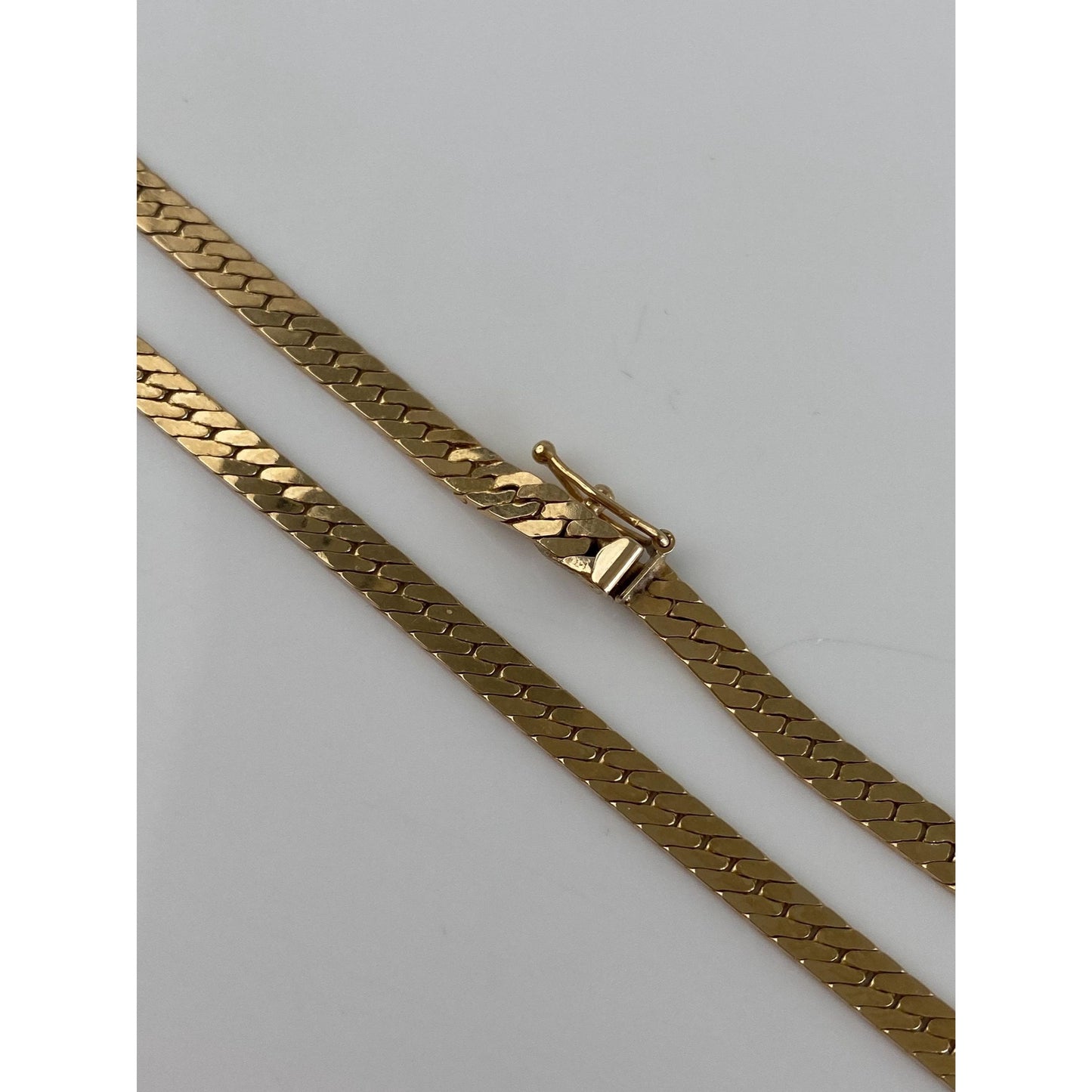 Vintage Solid 14k Yellow Gold Long Herringbone Chain Necklace - 24.25 inches