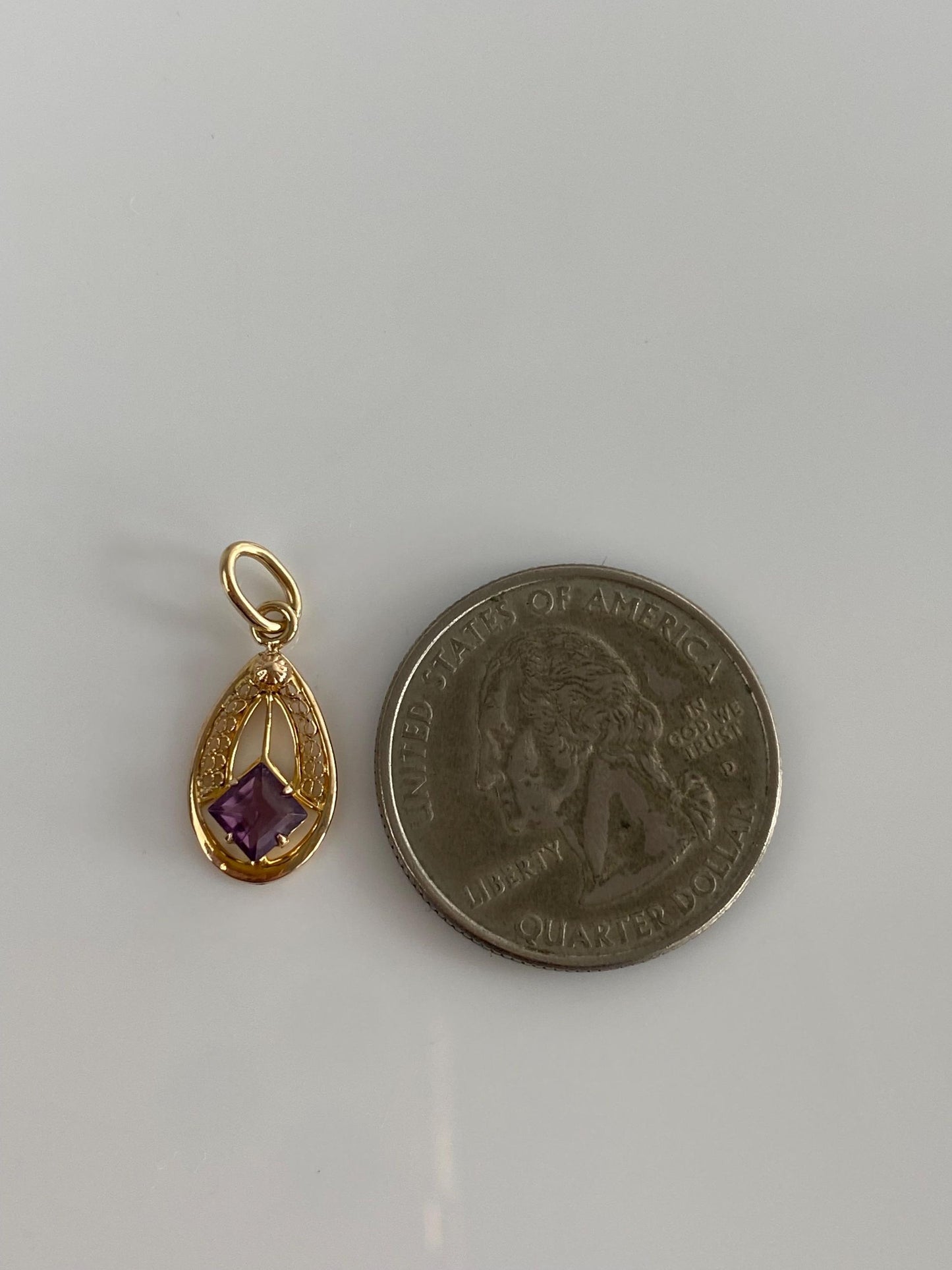 Vintage Solid 10k Yellow Gold Purple Cubic Zirconia Stick Pin Conversion Charm