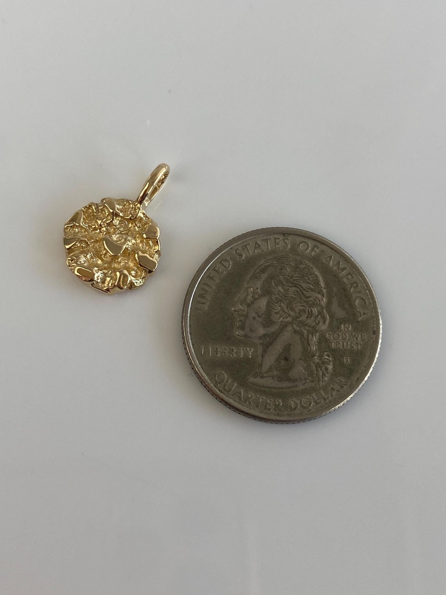 Vintage Solid 14k Yellow Gold Nugget Texture Charm