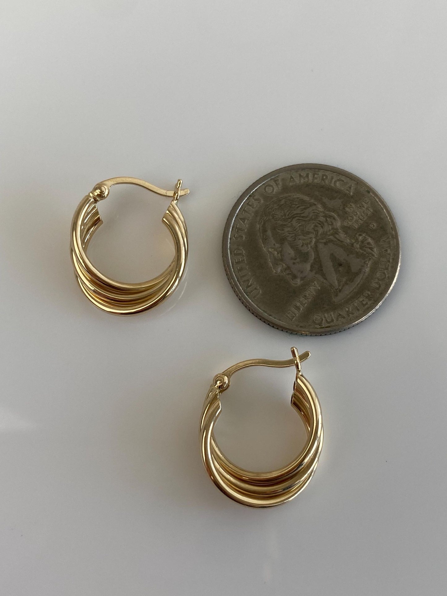 Vintage 14k Yellow Gold Layered Hoop Earrings
