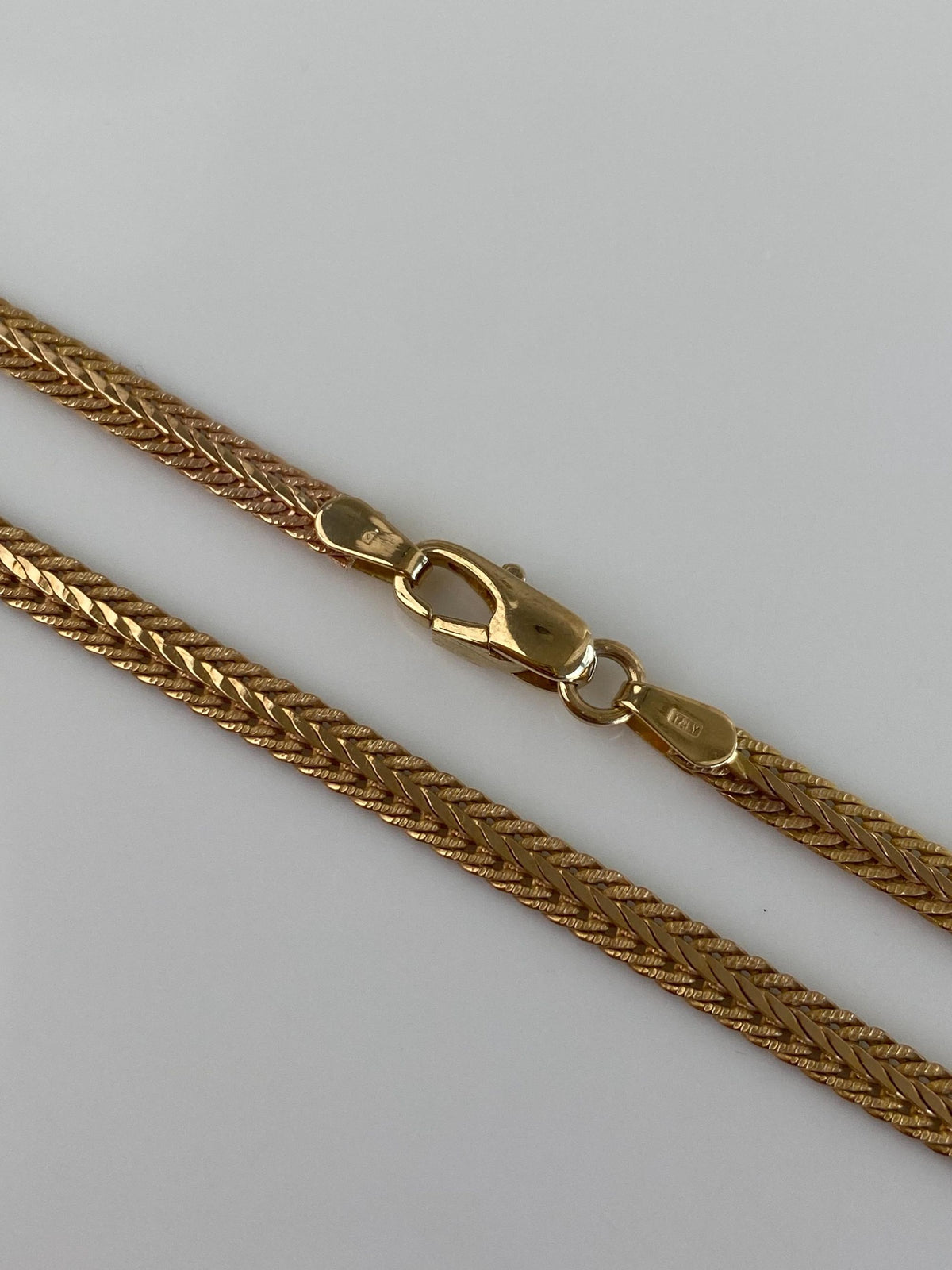 Vintage Solid 14k Yellow Gold Fancy Flat Chain Necklace - 16 inches