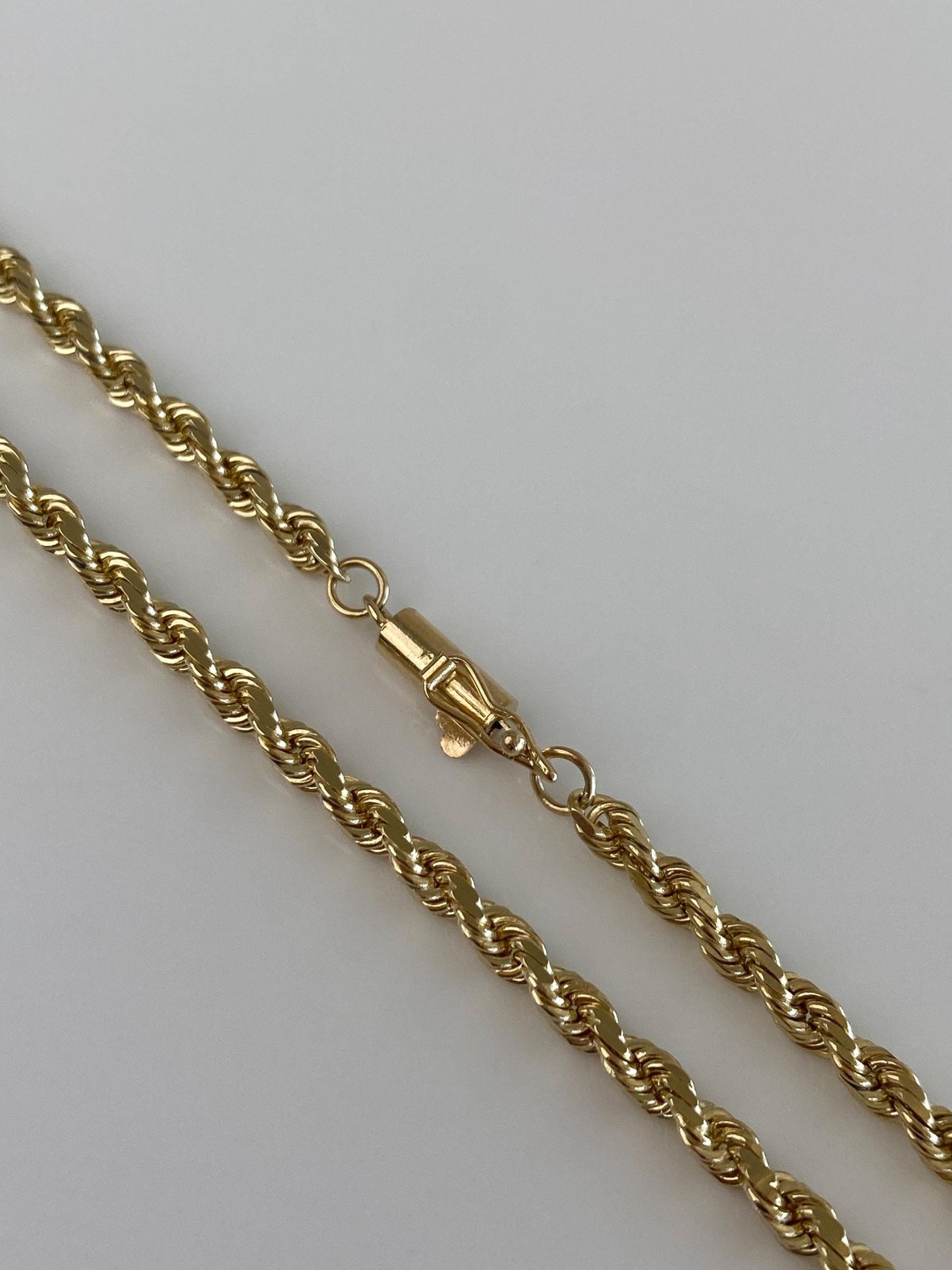 Vintage Solid 14k Yellow Gold Long Diamond Cut Rope Chain Necklace - 34.25 inches