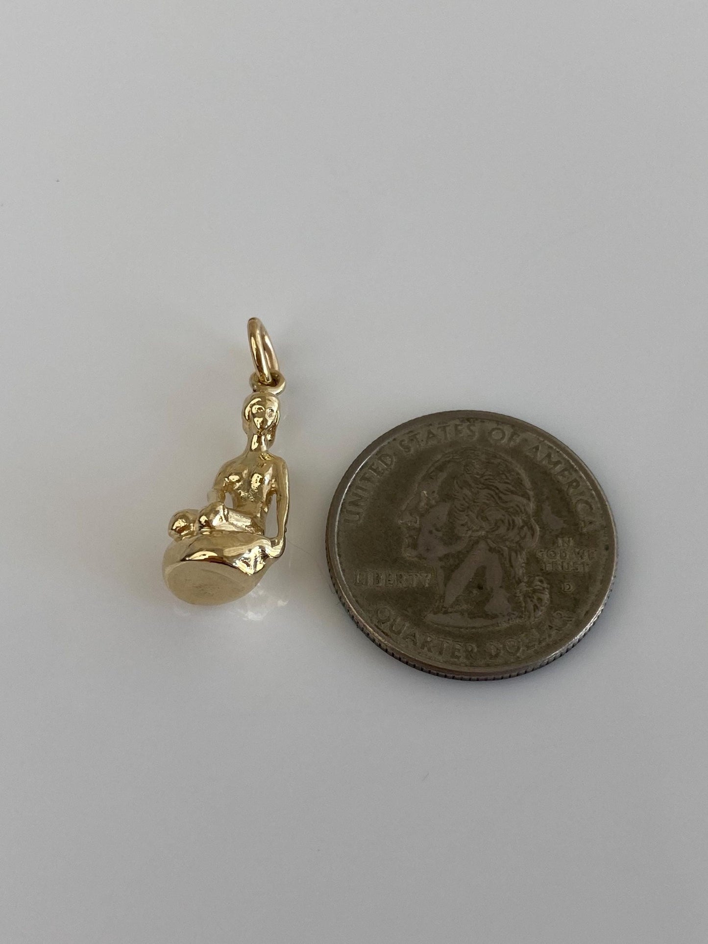 Vintage Solid 14k Yellow Gold Denmark Mermaid Charm