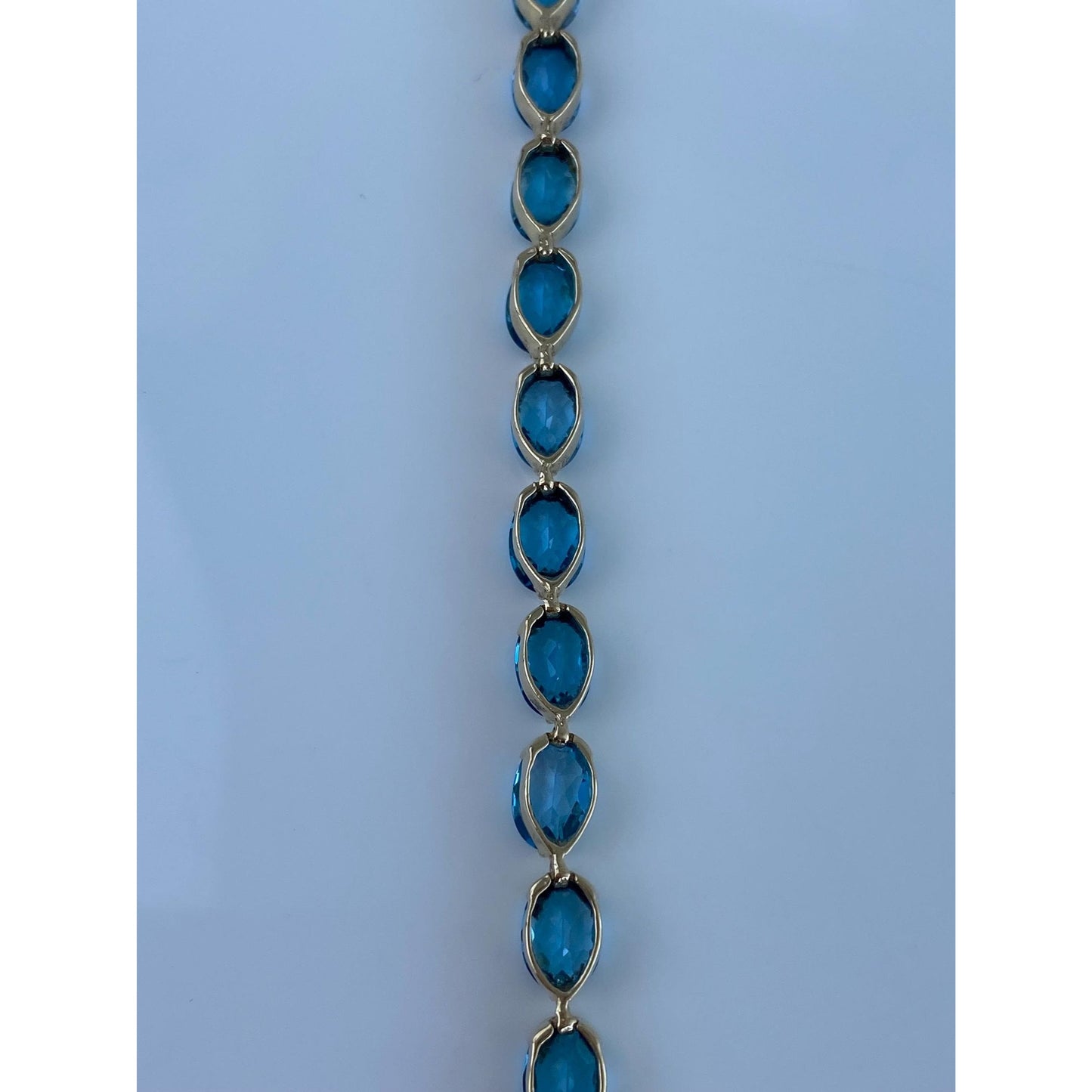Solid 14k Yellow Gold Topaz Link Bracelet - 7.25 inches