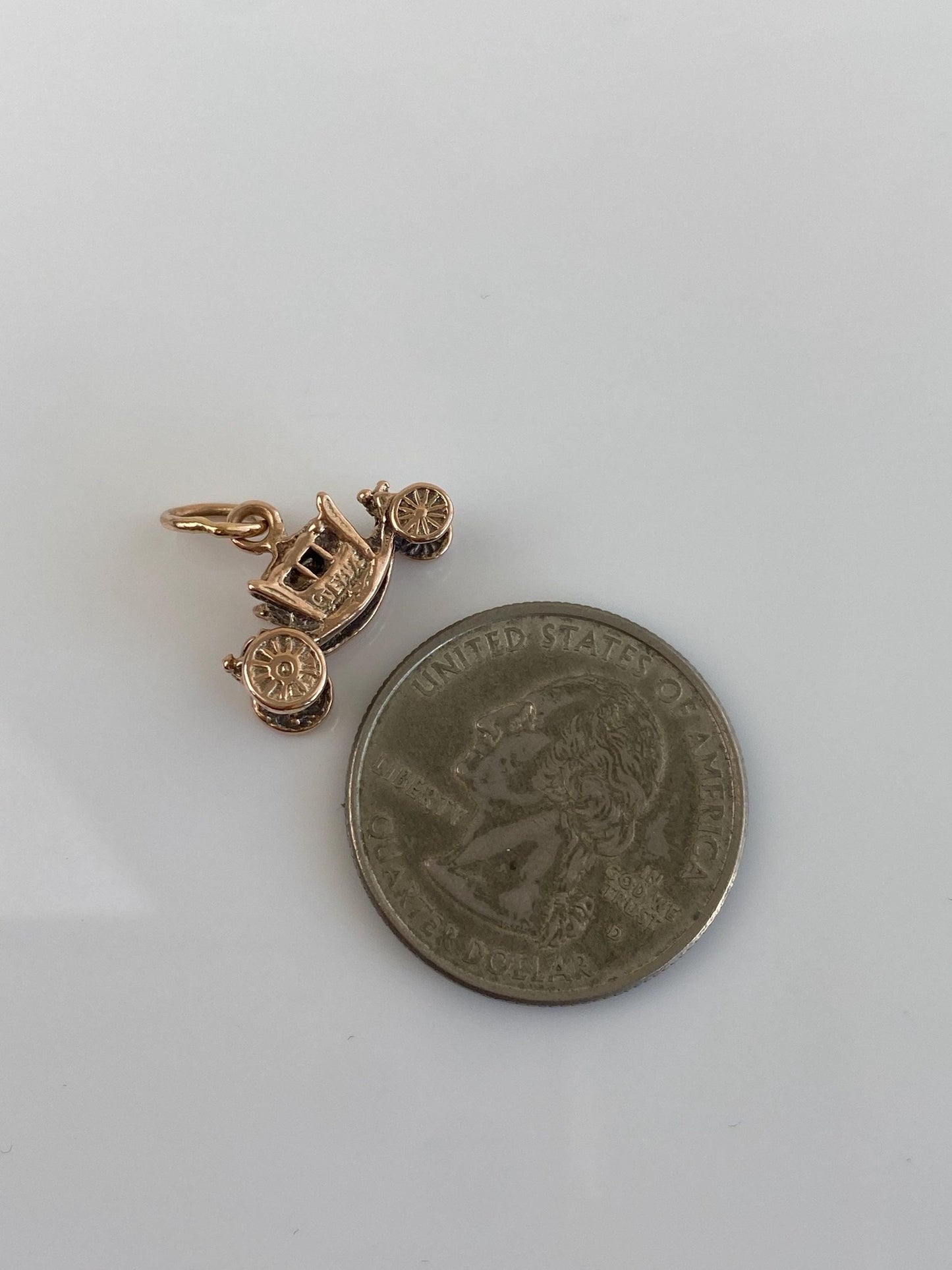 Vintage Solid 10k Yellow Gold Carriage Charm