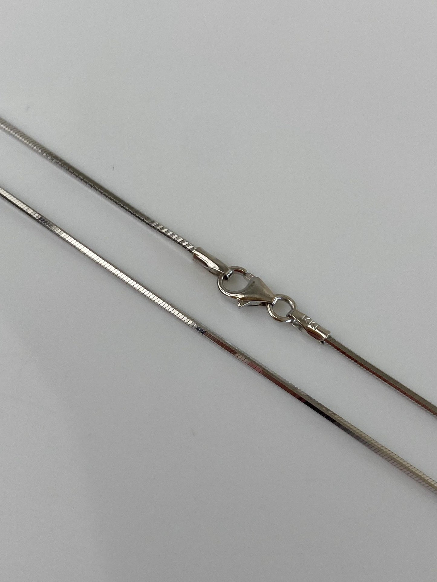 Vintage Solid 14k White Gold Square Snake Chain Necklace - 18 inches