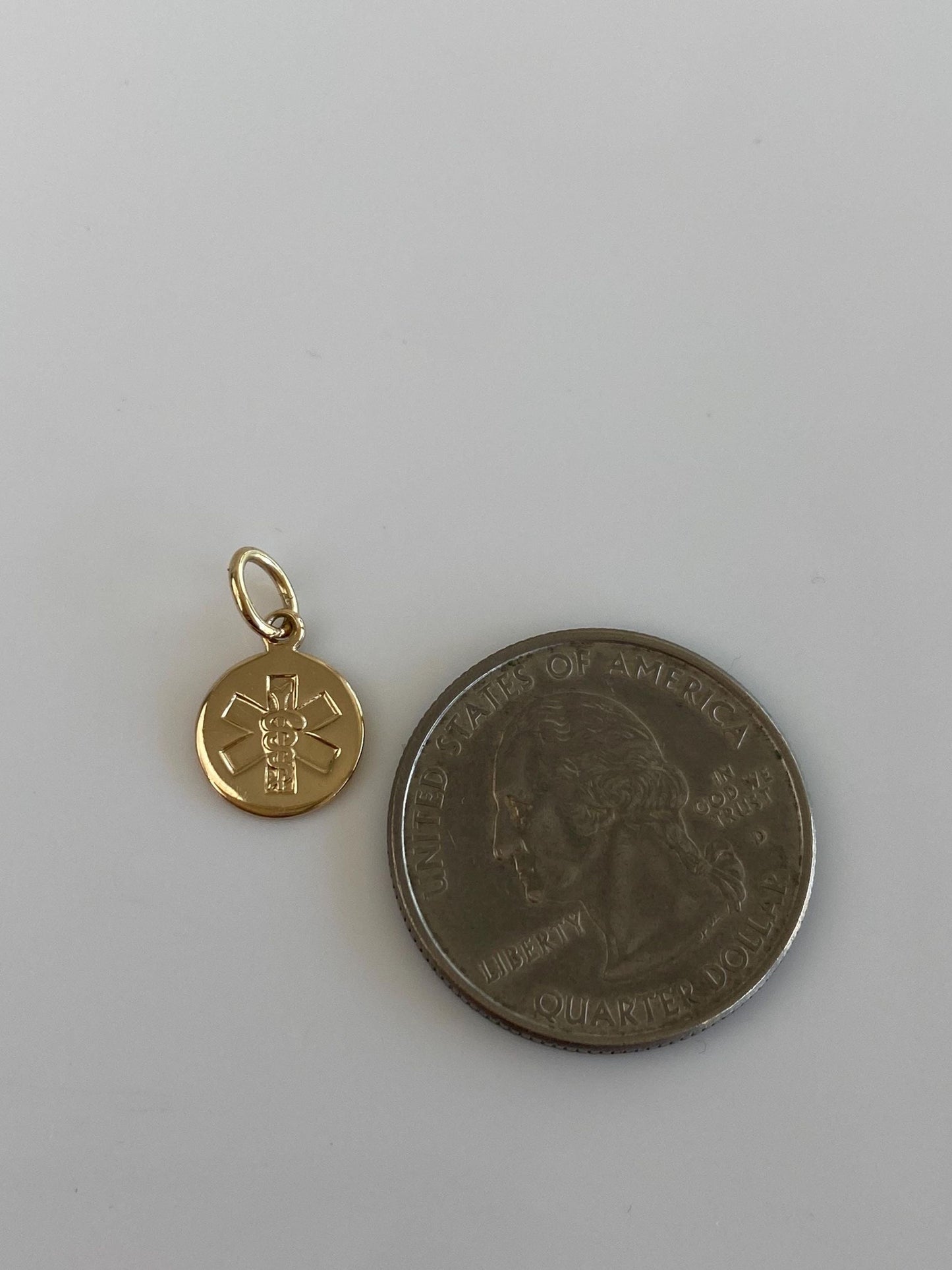 Vintage Solid 14k Yellow Gold Medical Rod of Asclepius Charm