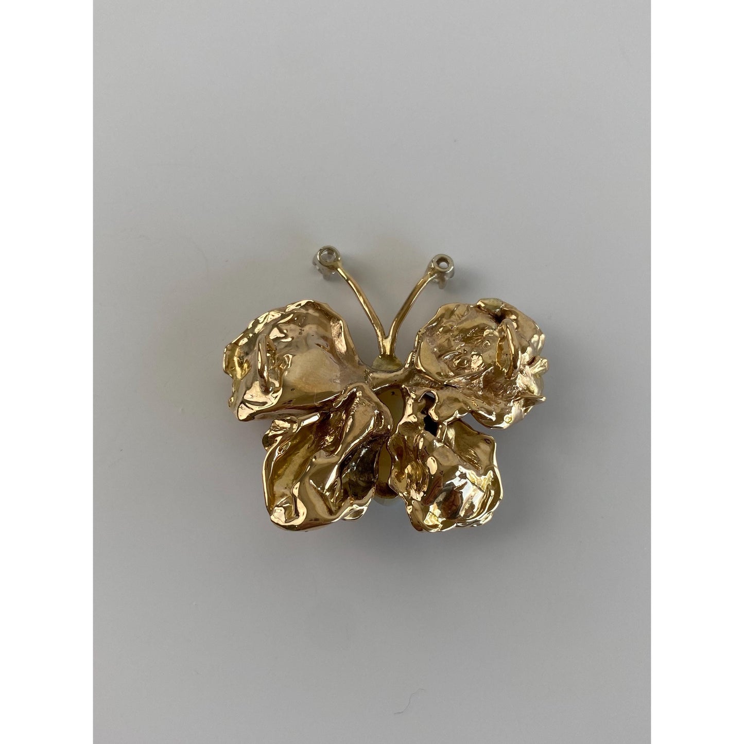 Vintage Solid 14k Yellow Gold Diamond Opal Butterfly Slide Charm