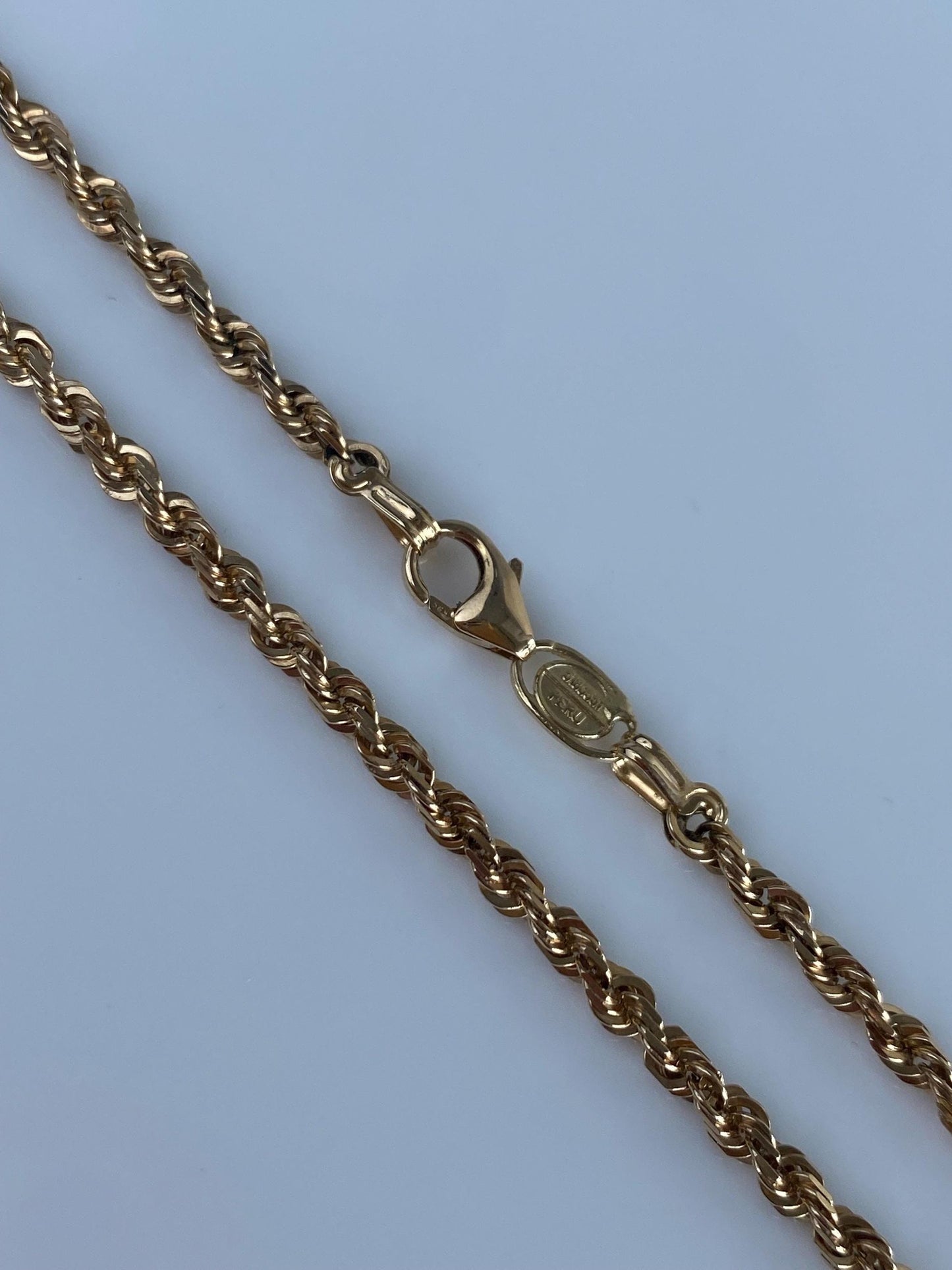 Vintage Solid 14k Yellow Gold Rope Chain Necklace - 20.5 inches