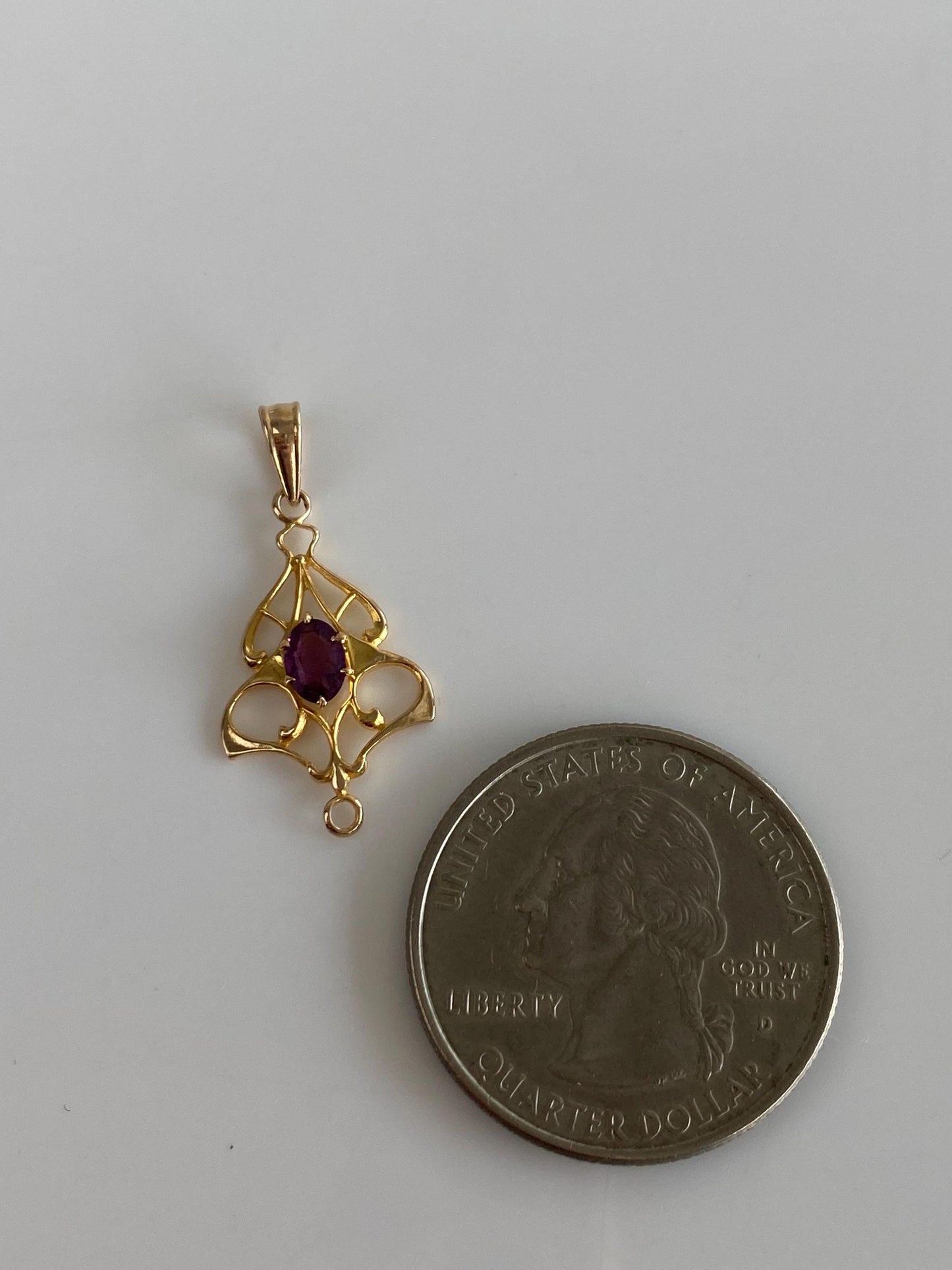 Vintage Solid 10k Yellow Gold Purple Cubic Zirconia Charm