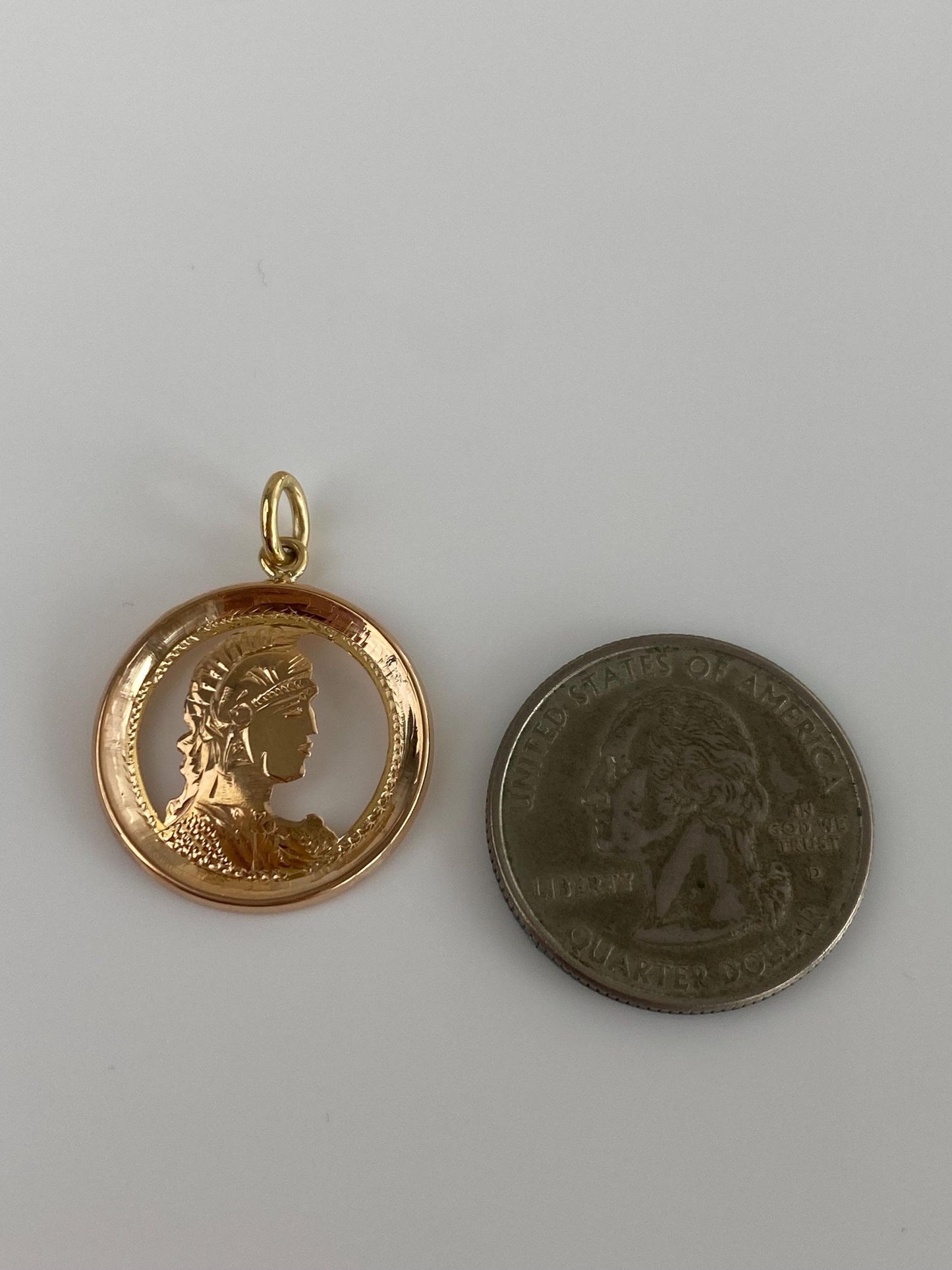 Vintage Solid 18k Yellow Gold Open Work Roman Warrior Charm