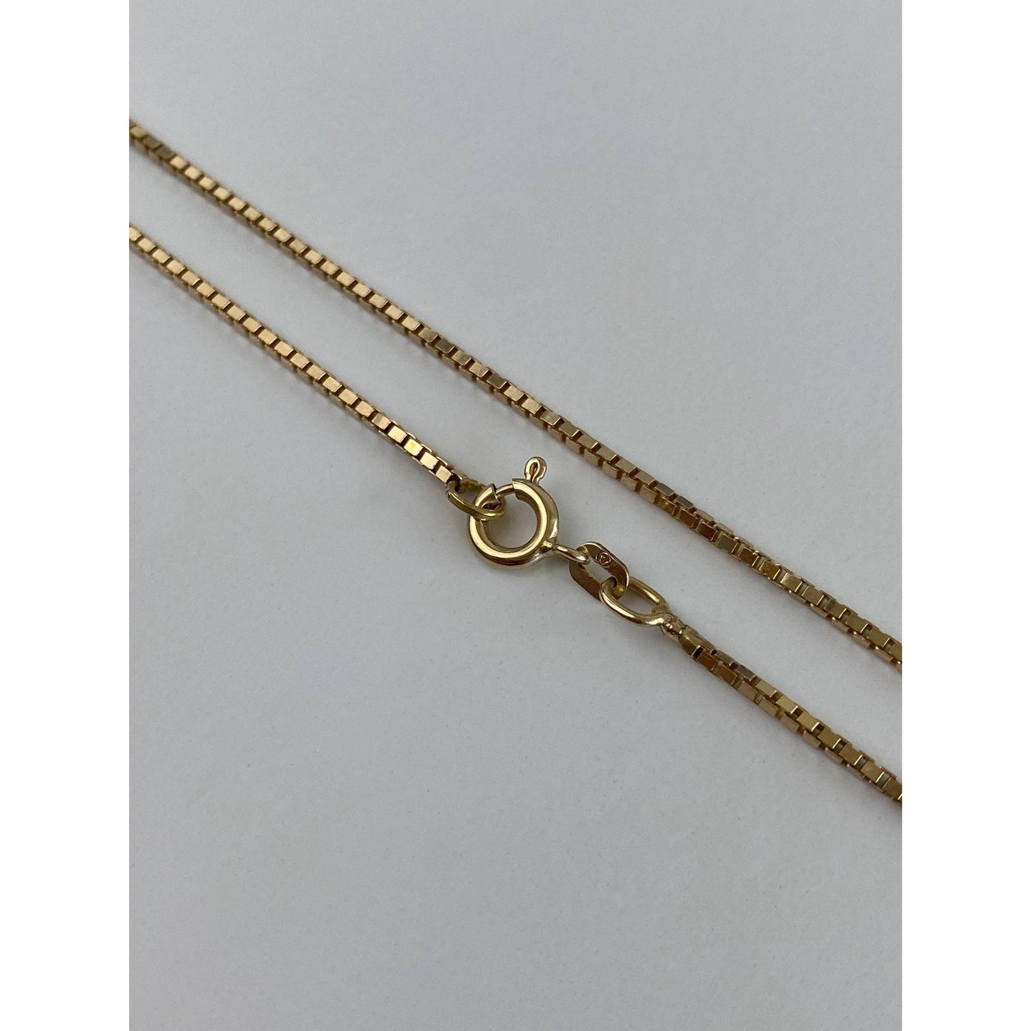 Vintage Solid 14k Yellow Gold Box Chain Necklace - 13.5 inches