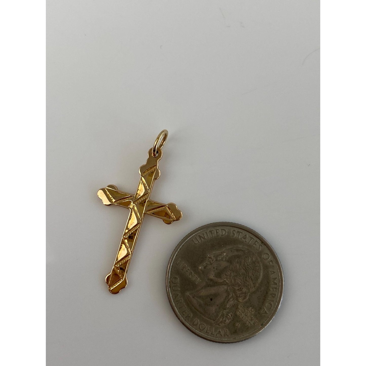 Vintage Solid 14k Yellow Gold Cross Charm
