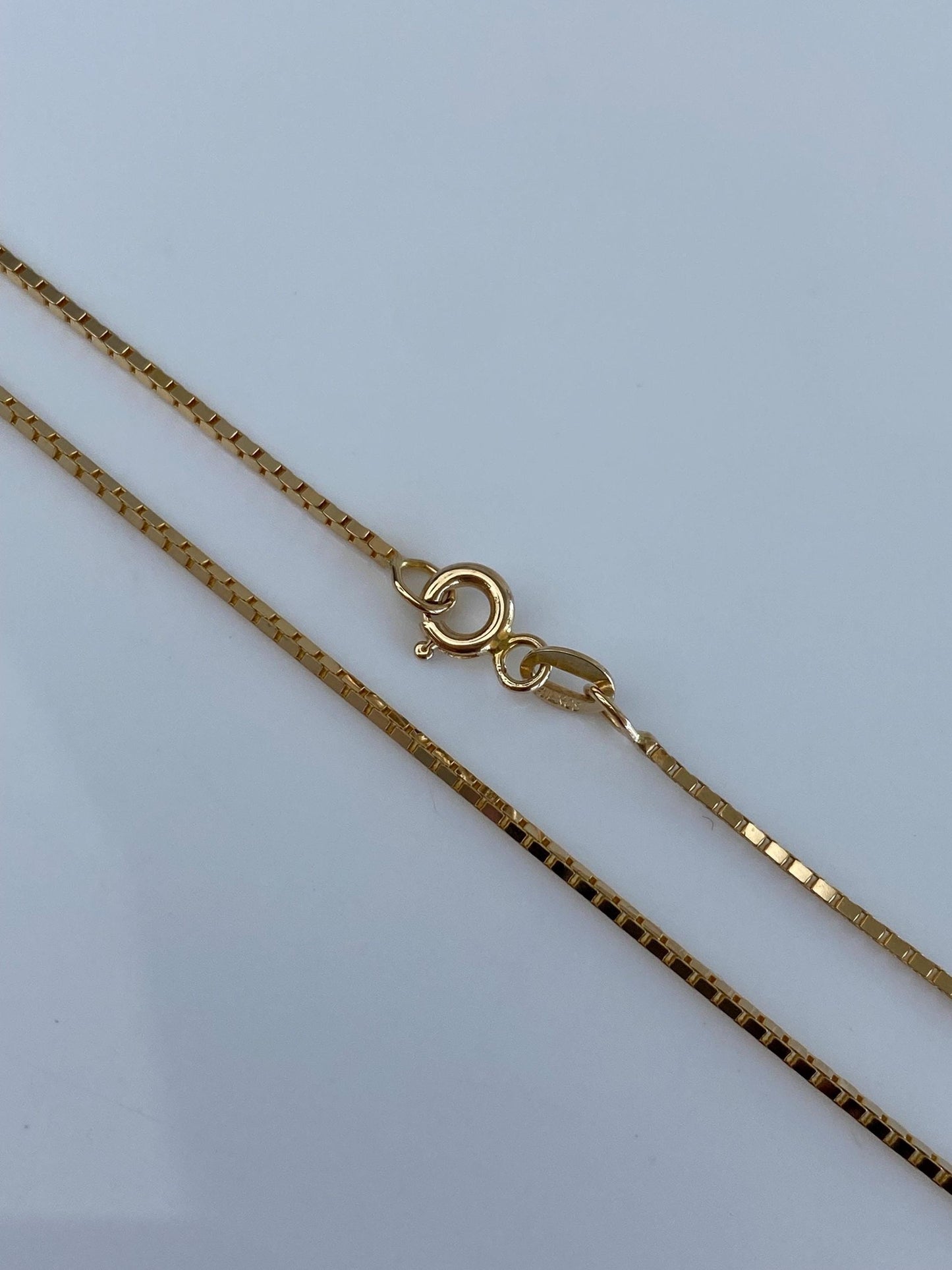 Vintage Solid 14k Yellow Gold Box Chain Necklace - 17 inches