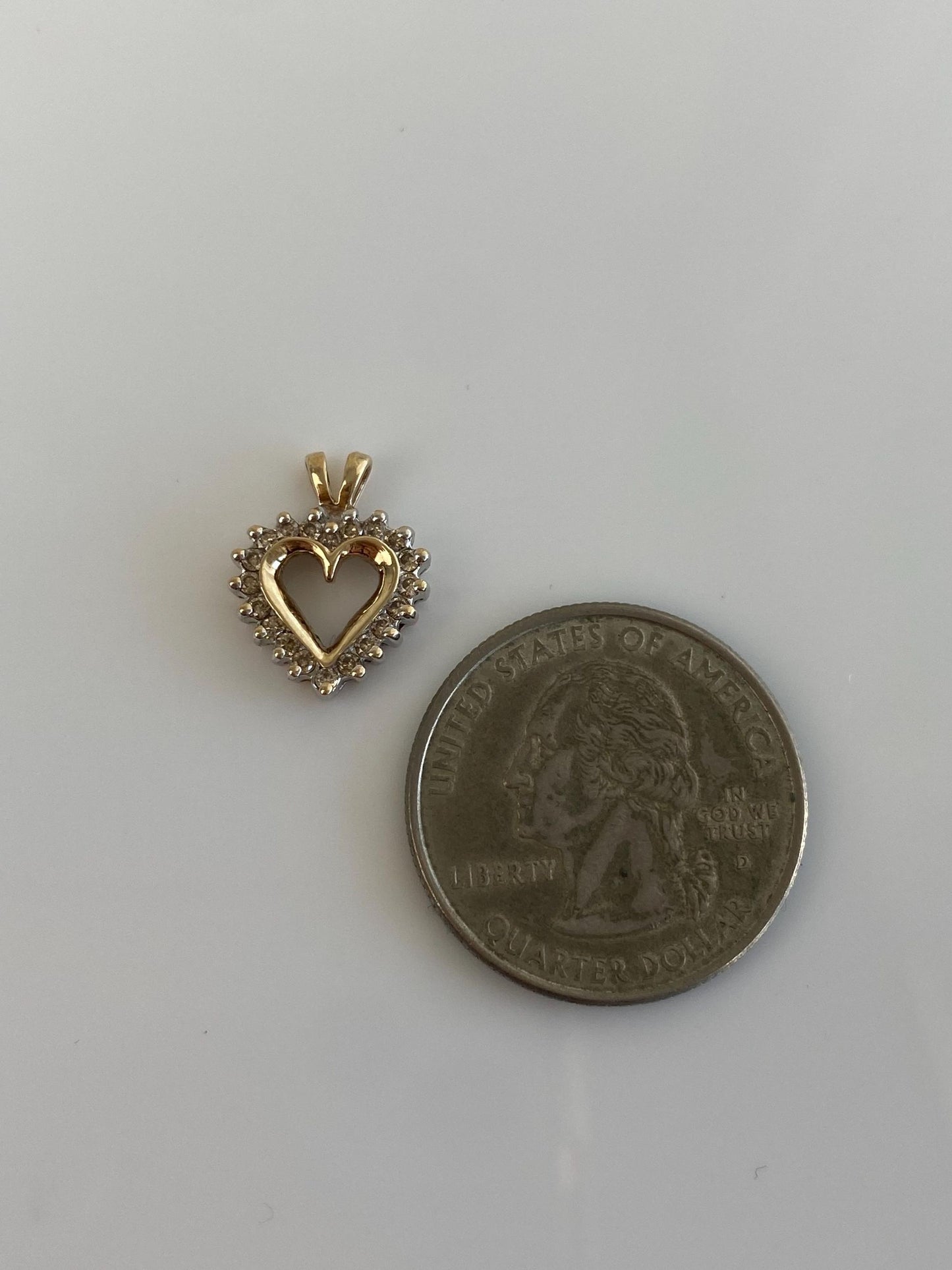 Vintage Solid 10k Yellow Gold Diamond Heart Charm