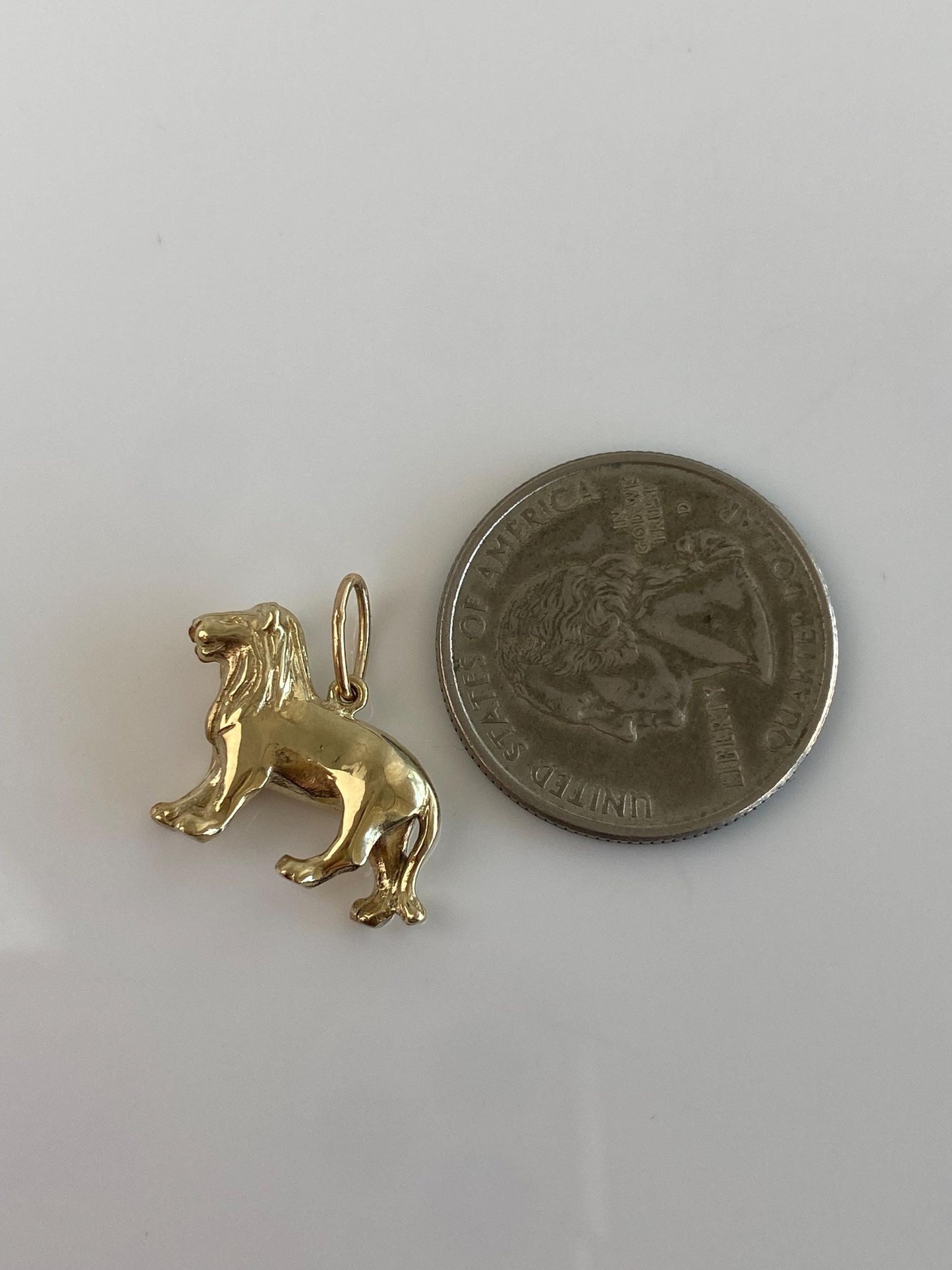 Vintage Solid 9k Yellow Gold Lion Charm - Fine Estate Jewelry - Real Genuine Gold