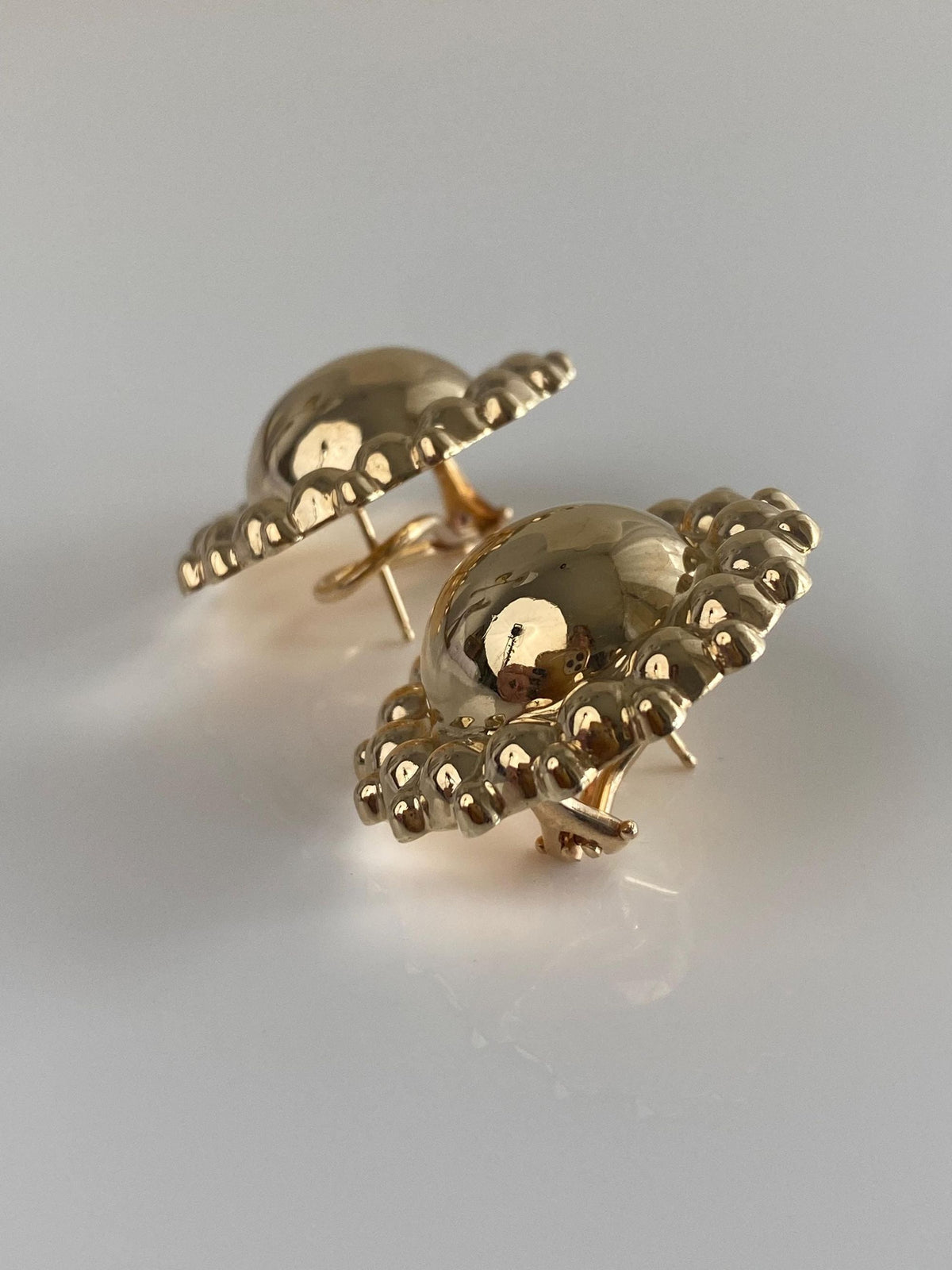 Vintage 14k Yellow Gold Large Circles Design Drop Earrings