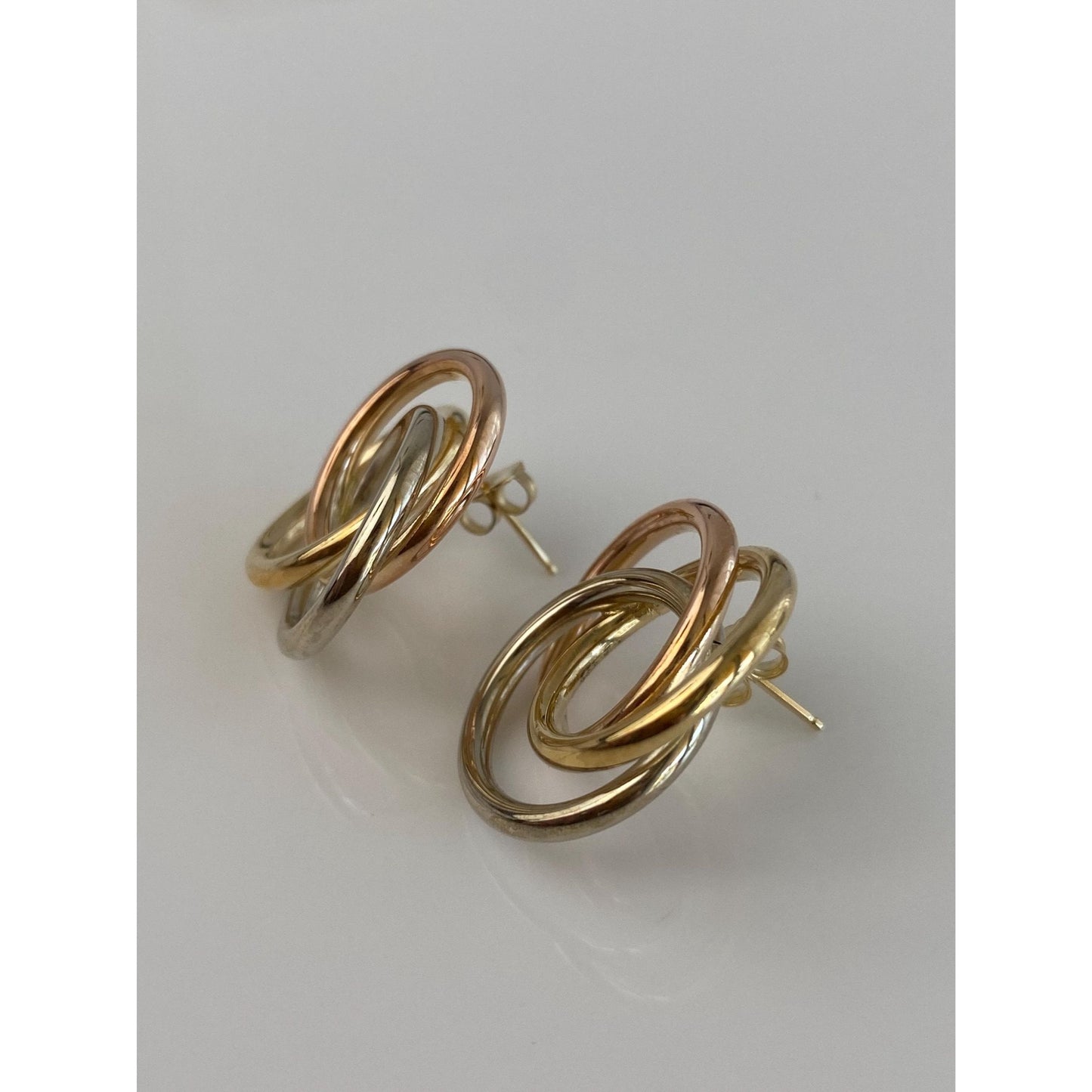 Vintage 14k Tri Tone Gold Knot Stud Earrings