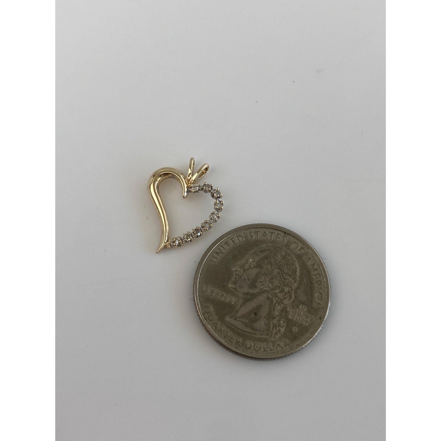 Solid 14k Yellow Gold Diamond Heart Charm