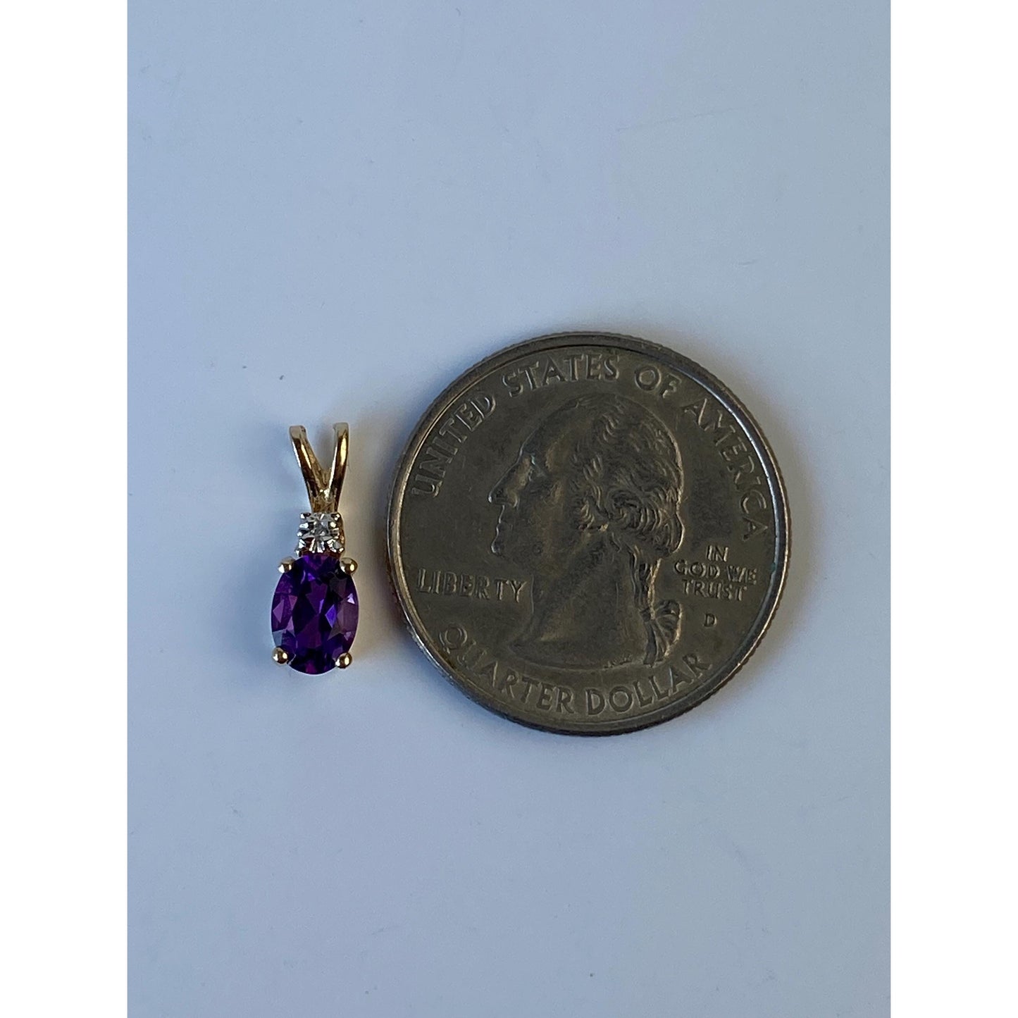 Vintage Solid 14k Yellow Gold Amethyst Diamond Charm