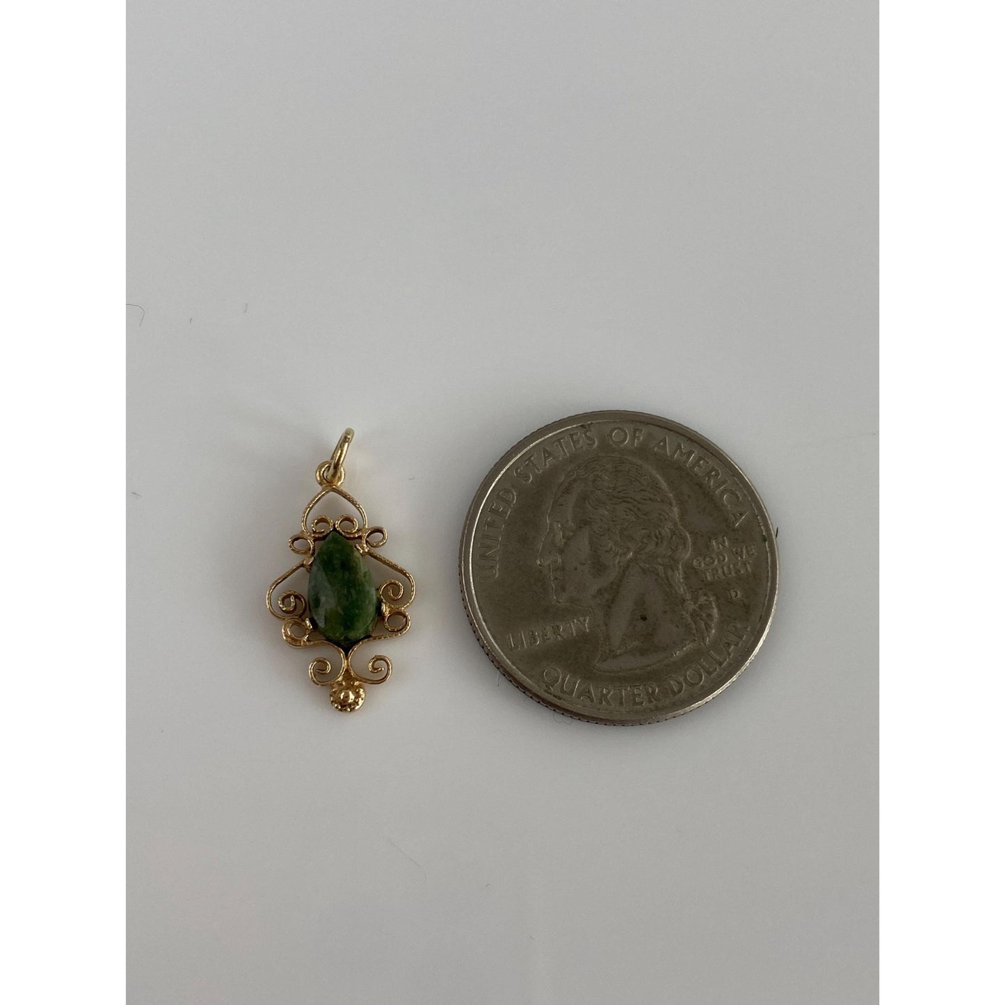 Vintage Solid 14k Yellow Gold Nephrite Stick Pin Conversion Charm