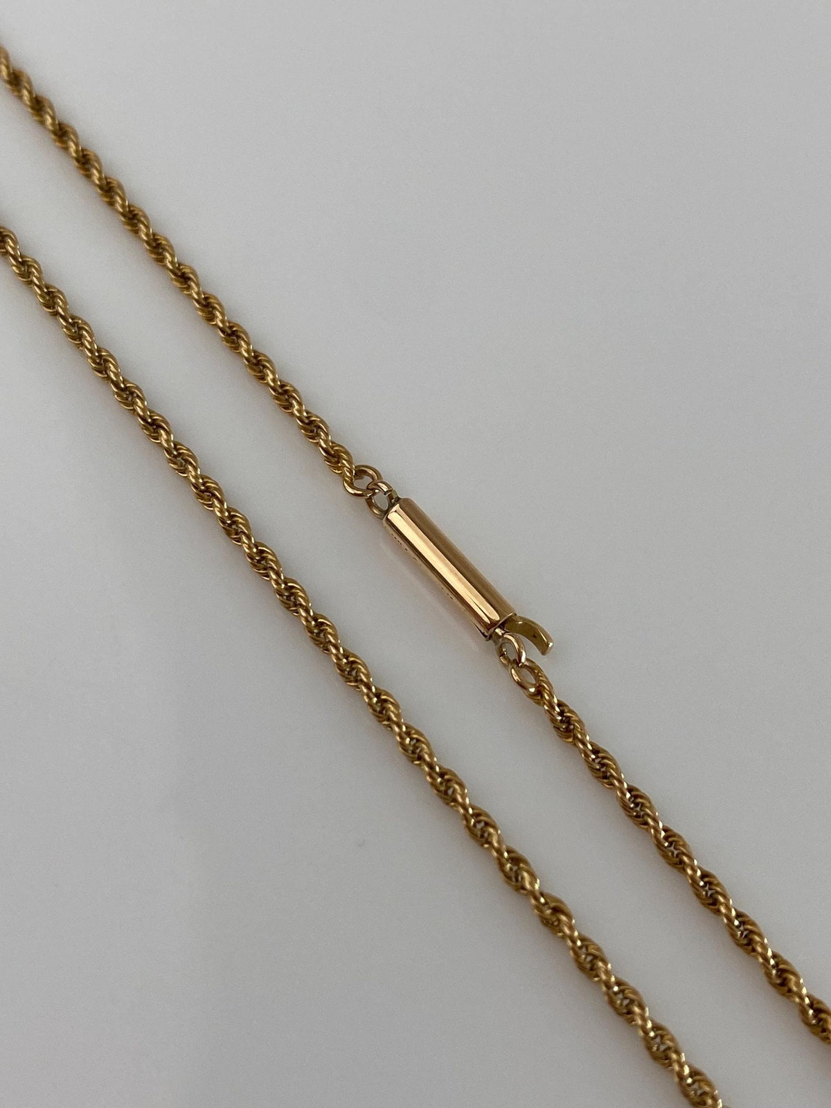 Vintage Solid 14k Yellow Gold Slim Rope Chain Necklace - 15 inches