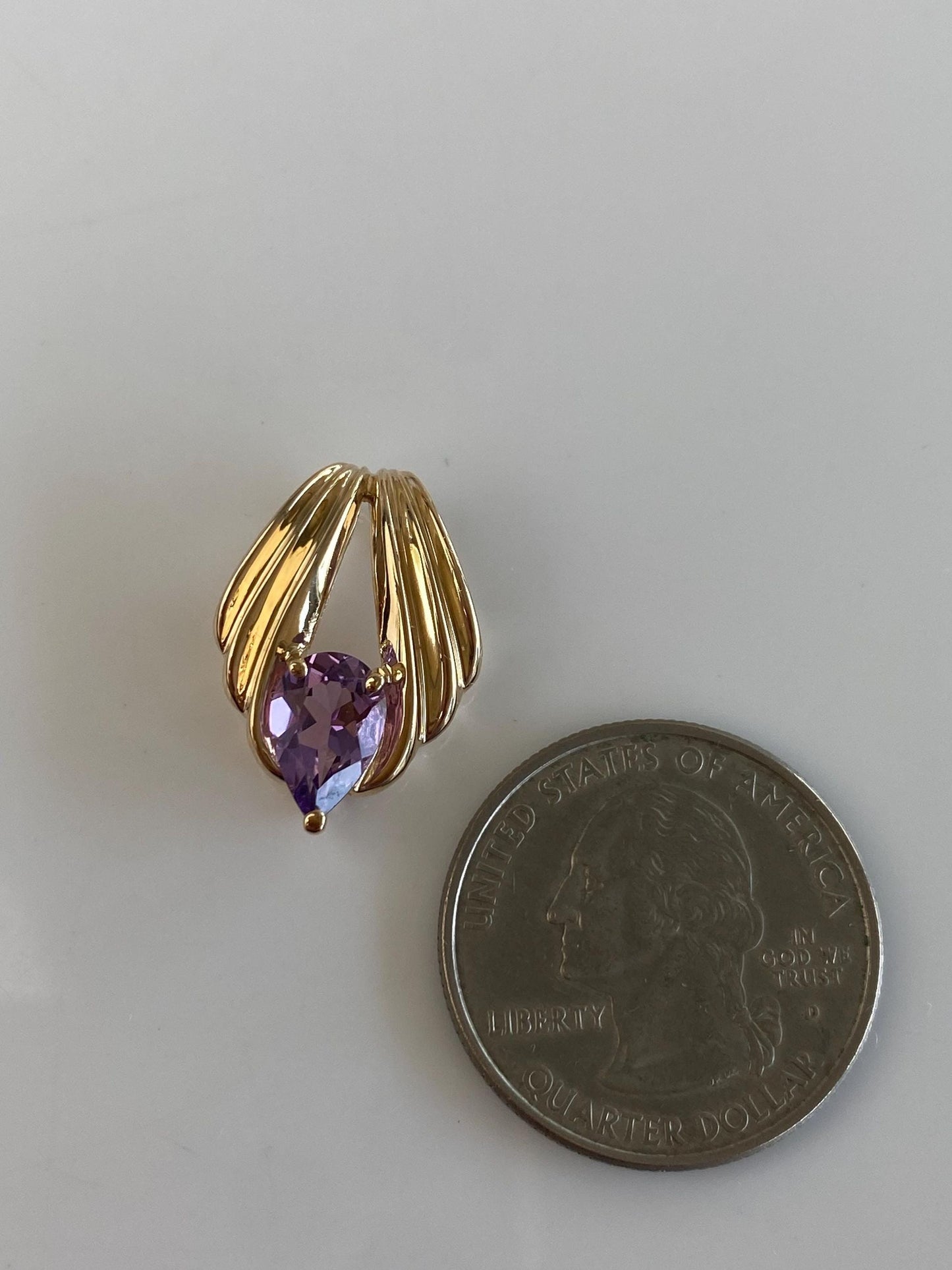 Vintage Solid 14k Yellow Gold Amethyst Slide Charm