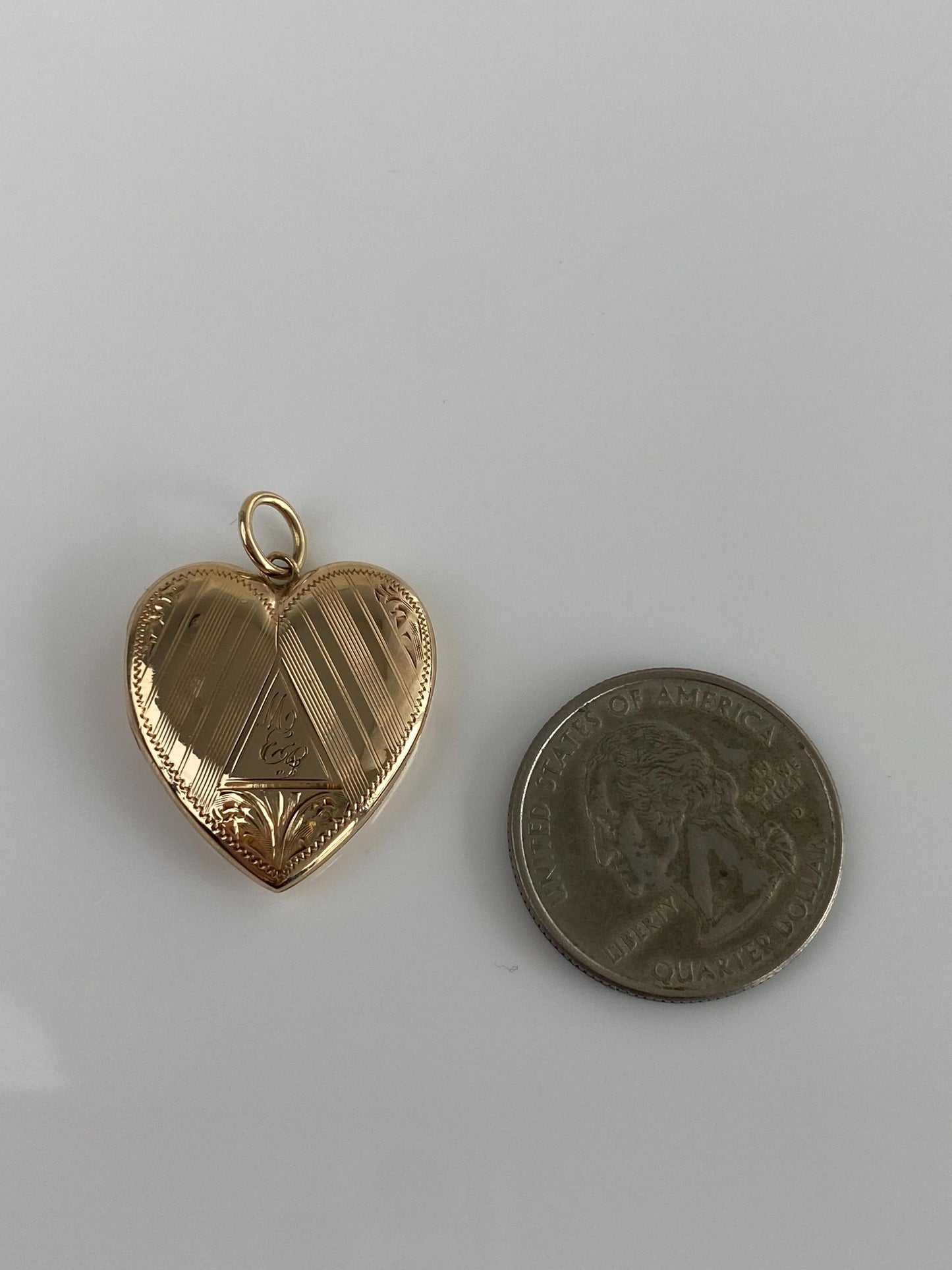 Vintage Solid 10k Yellow Gold Monogram Heart Locket Charm