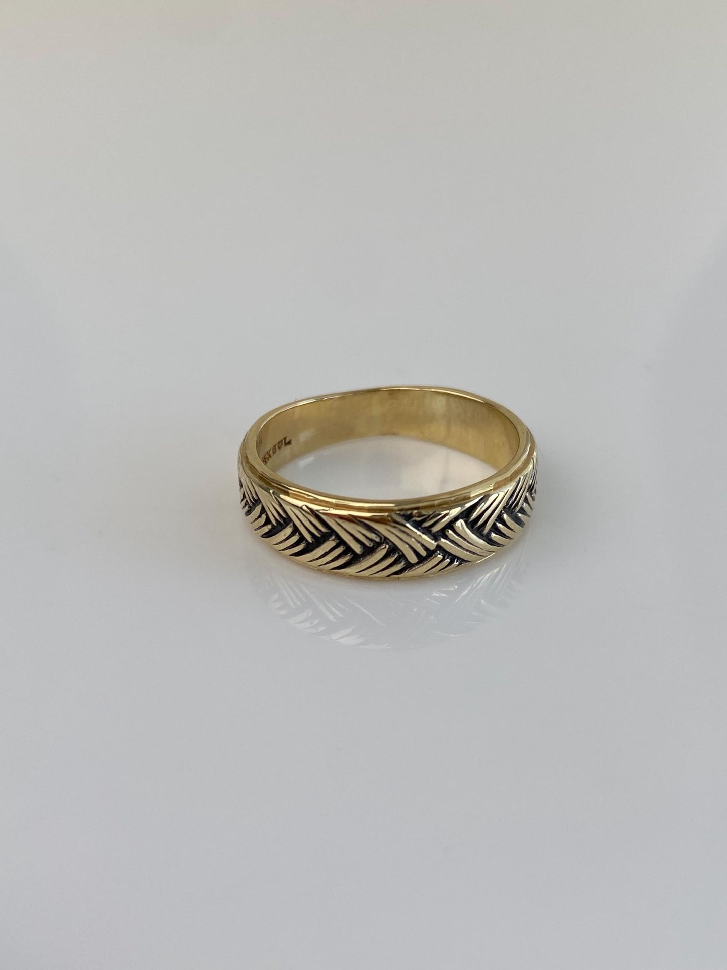 Vintage Solid 14k Yellow Gold Braided Design Ring Band - Size 7.75
