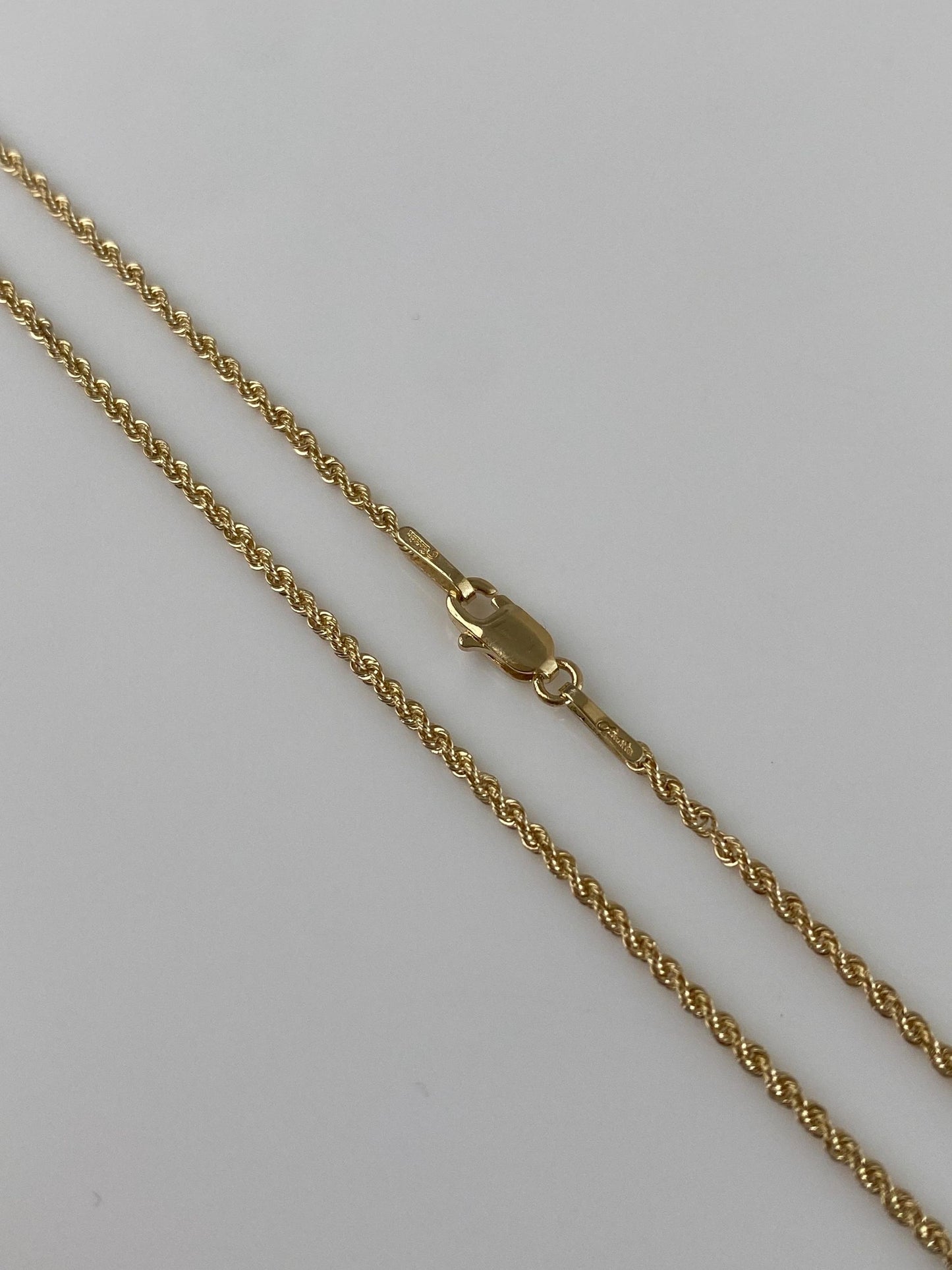 Vintage Solid 14k Yellow Gold Slim Rope Chain Necklace - 18 inches