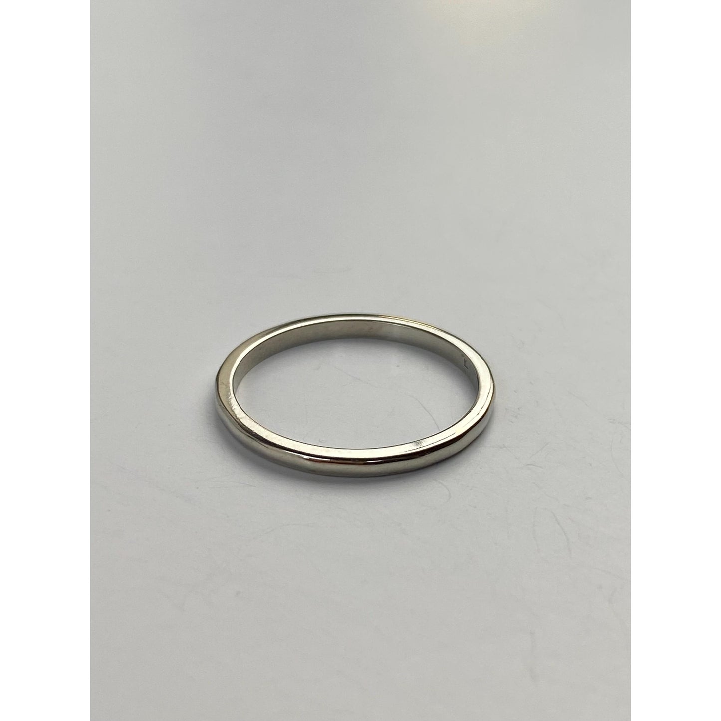 Vintage Solid 14k White Gold Slim Ring Band - Size 5.25