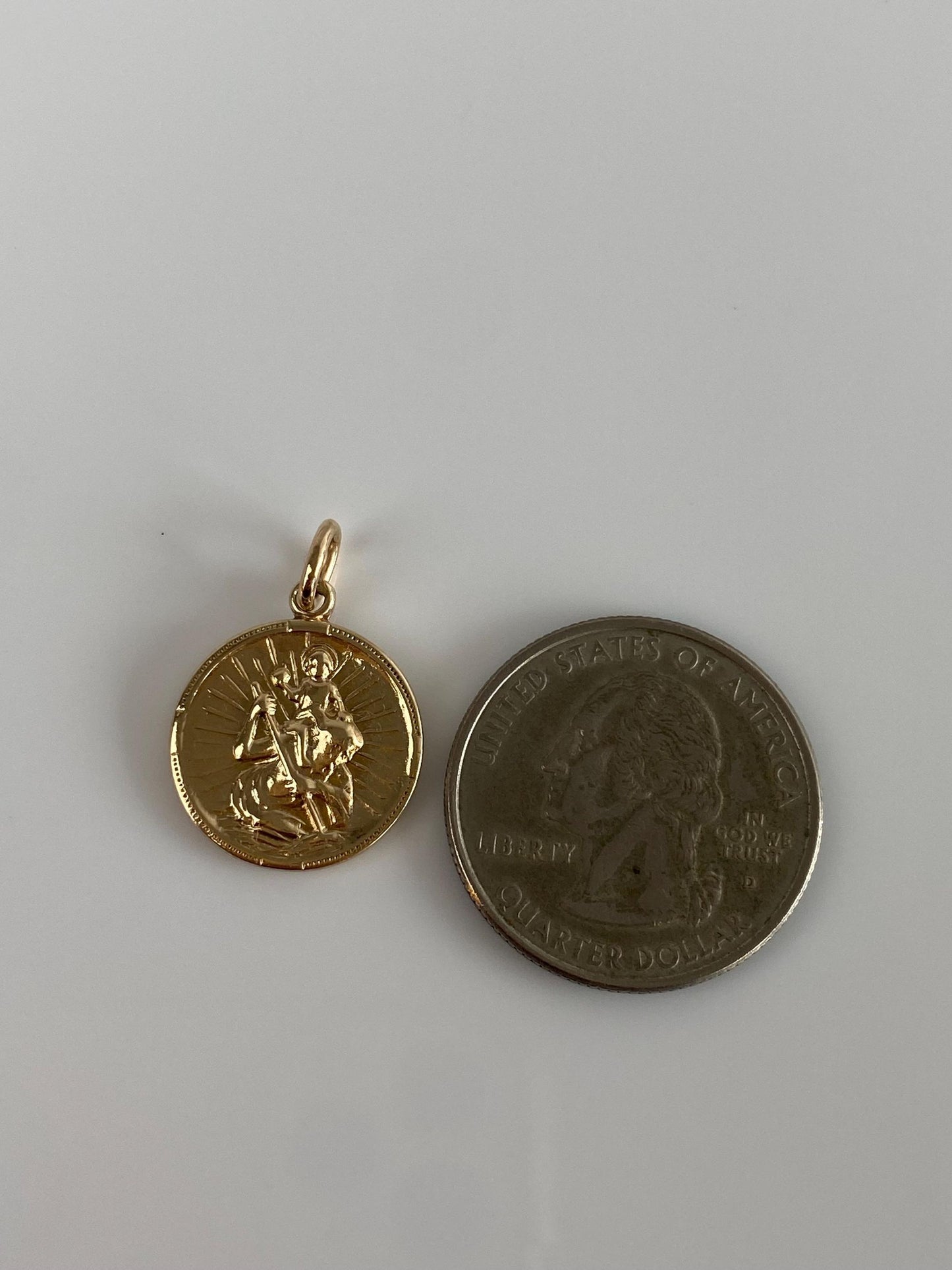 Vintage Solid 10k Yellow Gold St. Cristopher Be My Guide Charm