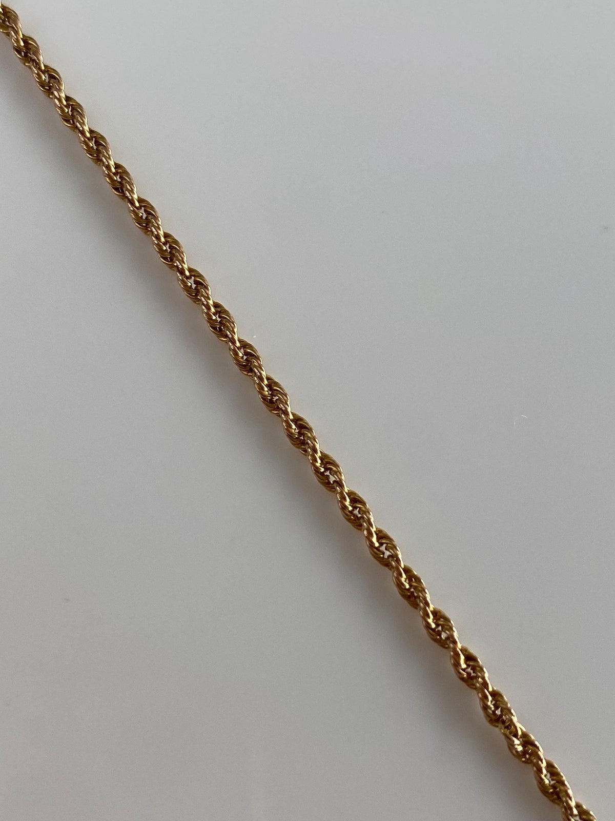 Vintage Solid 14k Yellow Gold Rope Chain Anklet - 10 inches