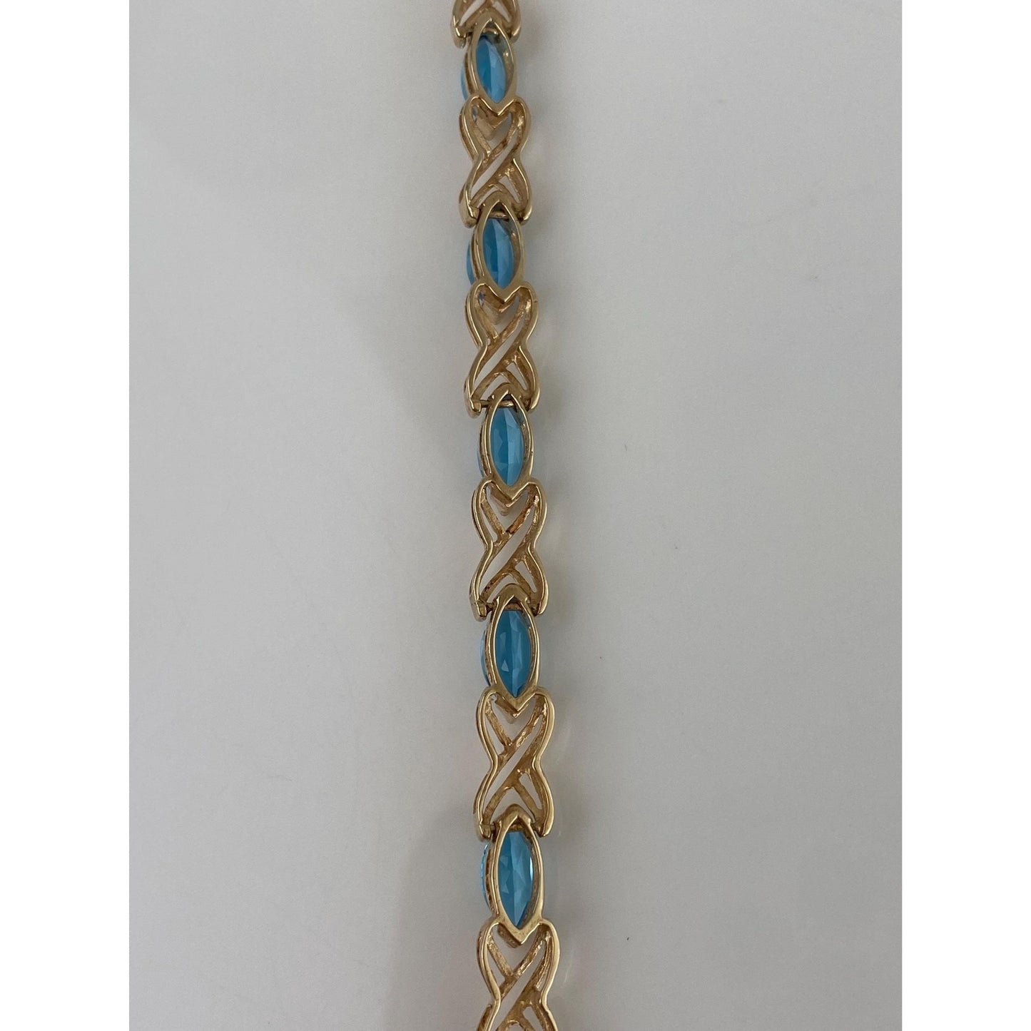 Vintage Solid 10k Yellow Gold Topaz X Link Bracelet - 7.25 inches