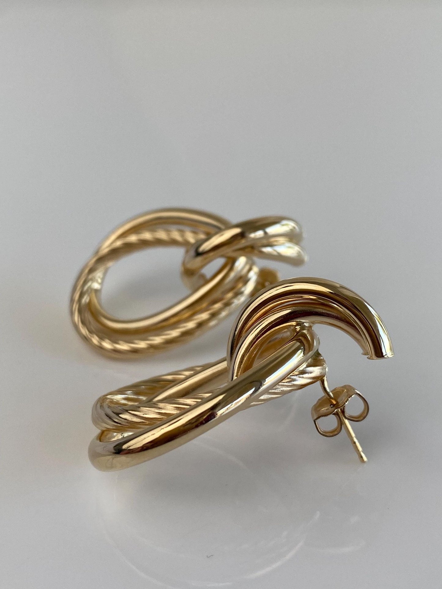 Vintage 14k Yellow Gold Large Drop Stud Earrings